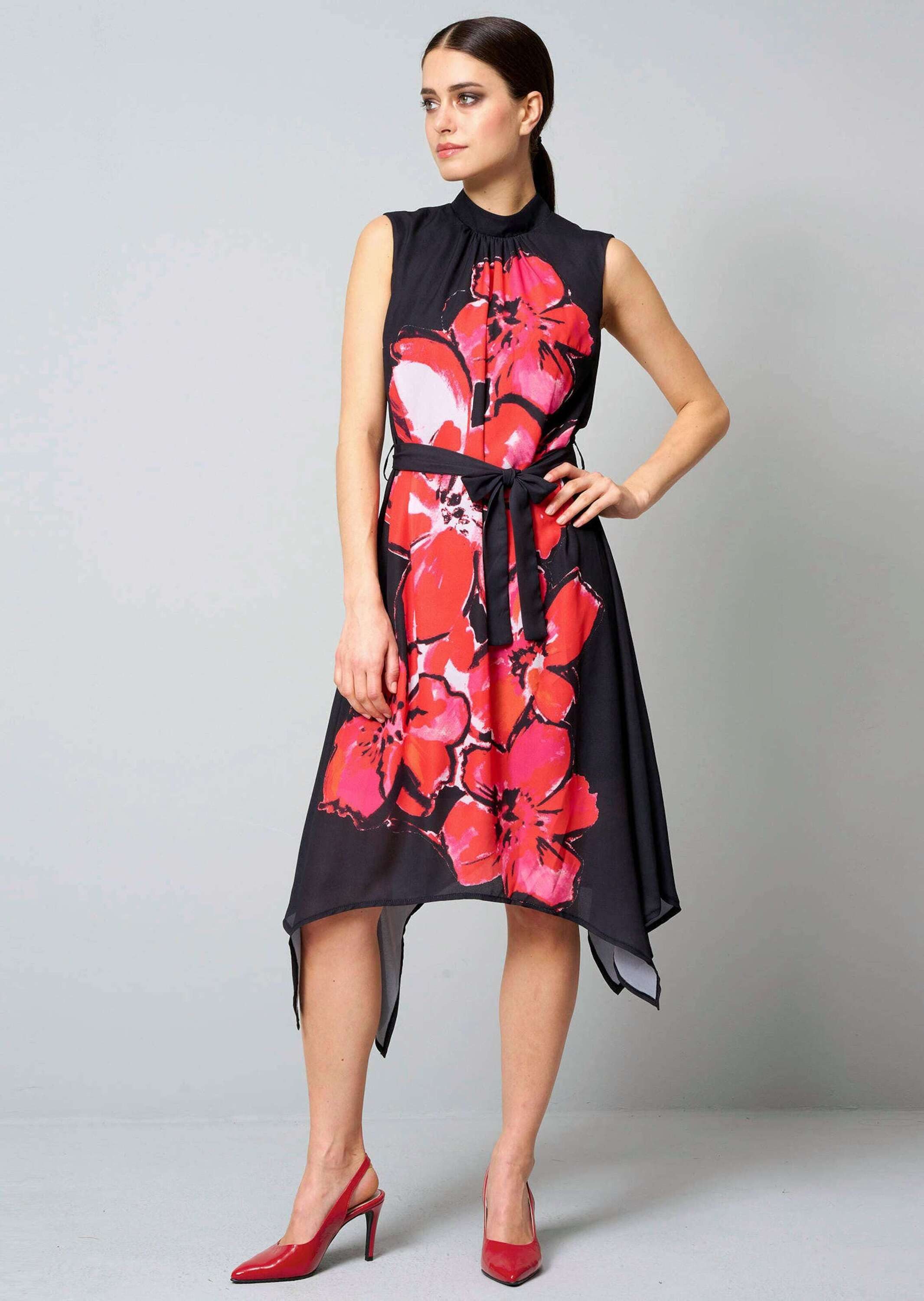 Midikleid Kleid mit platziertem Blumenprint