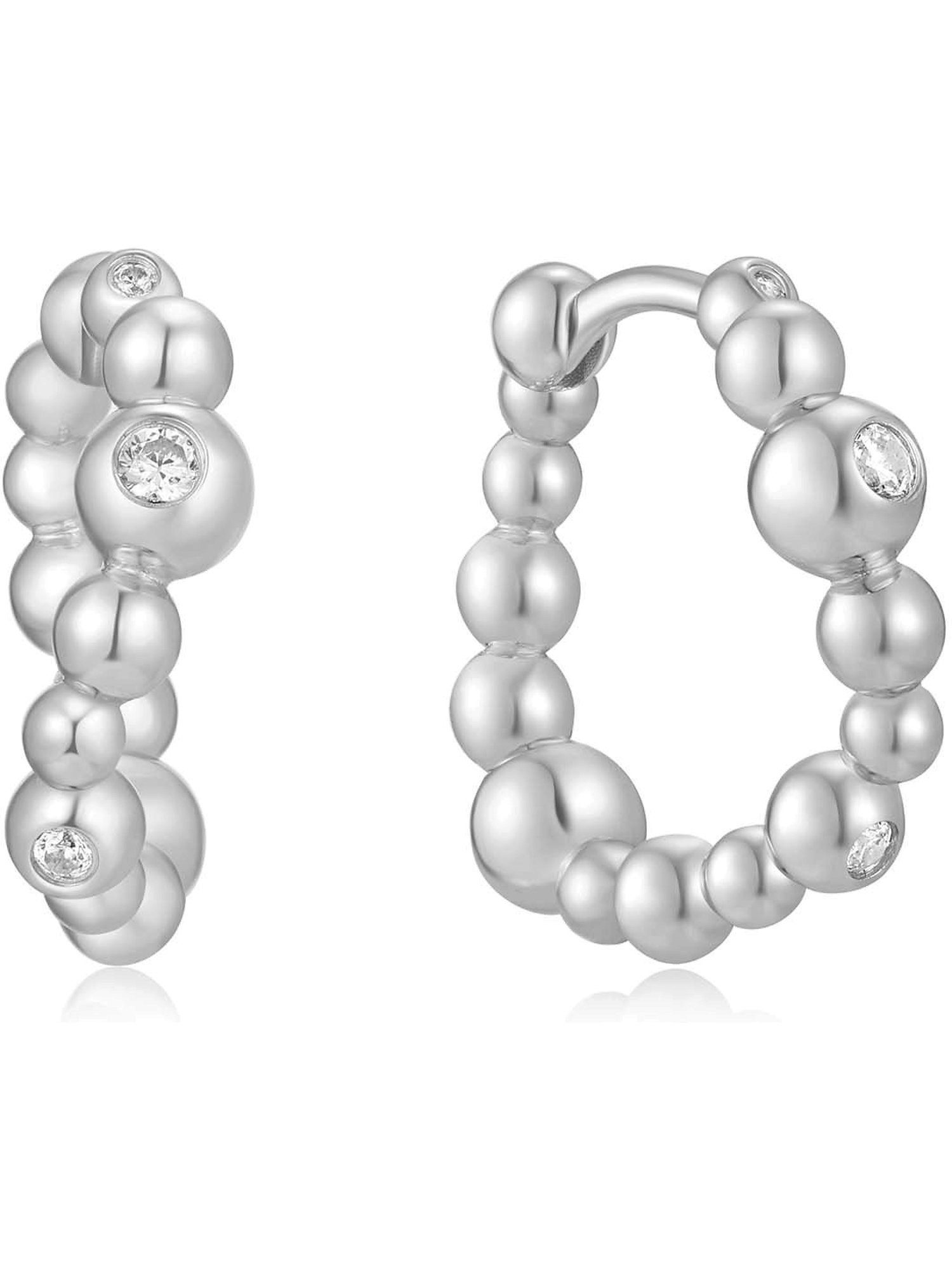Ania Haie Paar Creolen Ania Haie Damen-Creolen 925er Silber 6 Zirkonia (Paar)