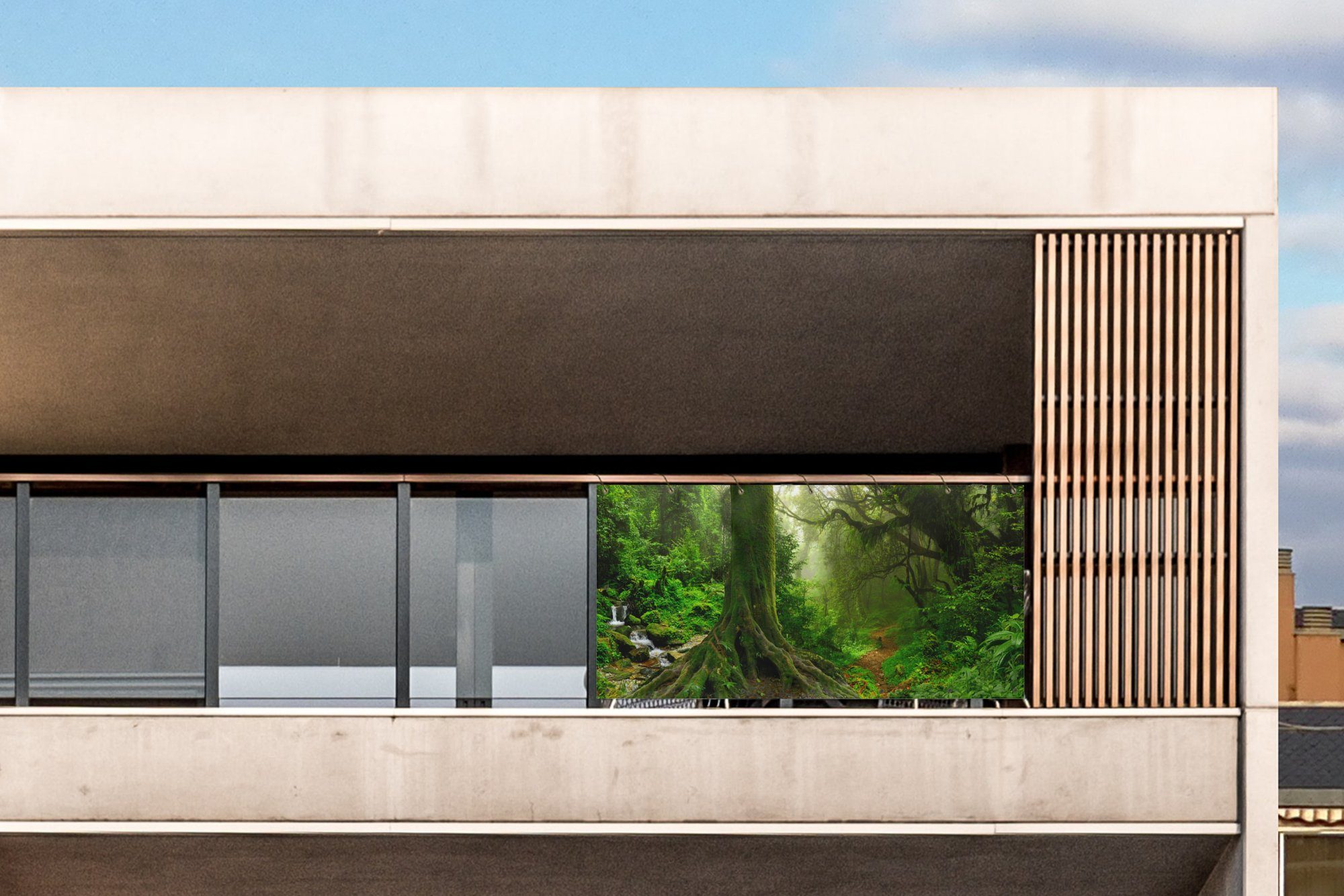 Thumbnail - MuchoWow Balkonsichtschutz Dschungel - Grün - Asien (1-St) Balkon Sichtschutz 90x200, Windschutz für Zaun PVC, 200x90 cm