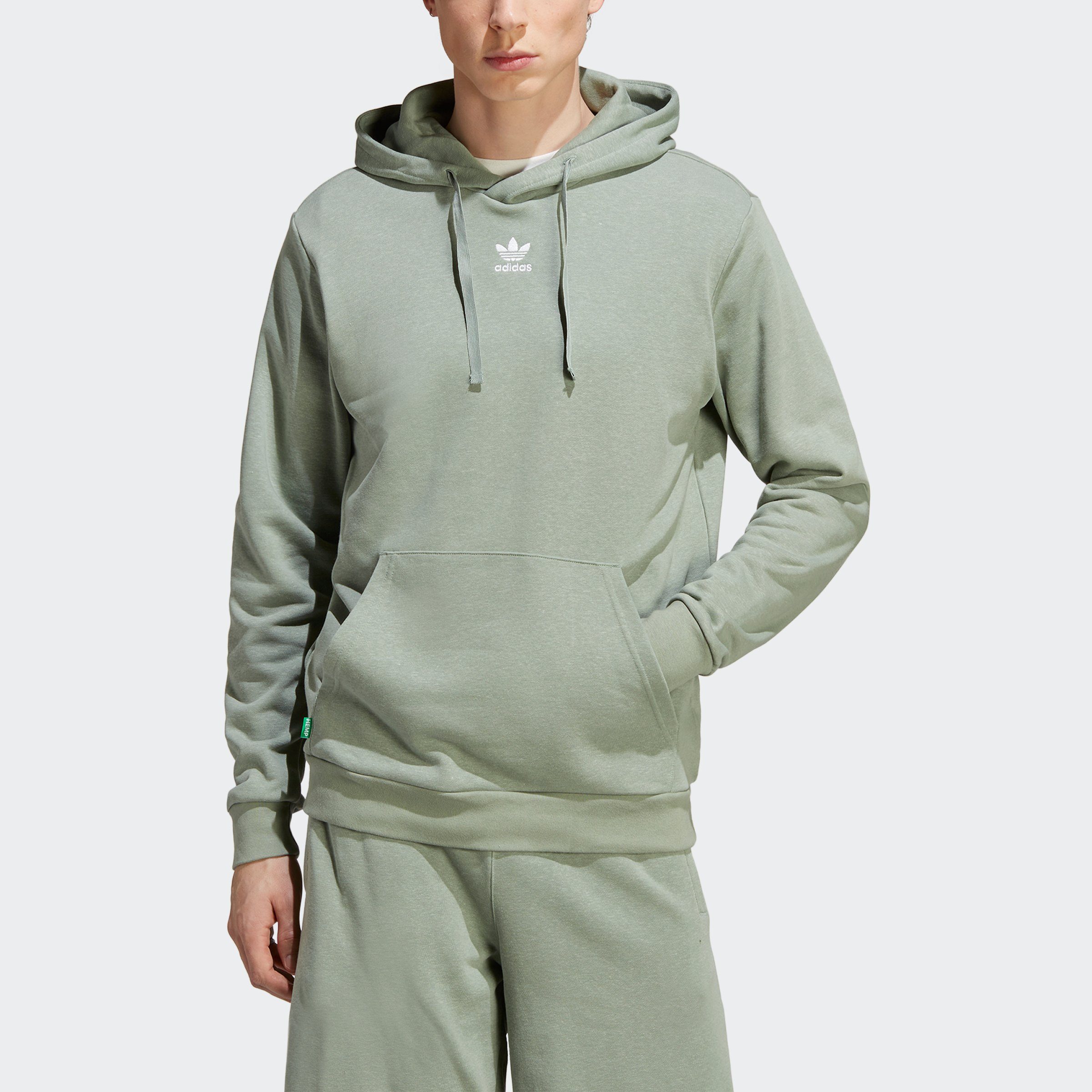 adidas Originals Green HOODIE Kapuzensweatshirt MADE HEMP ESSENTIALS+ Silver WITH