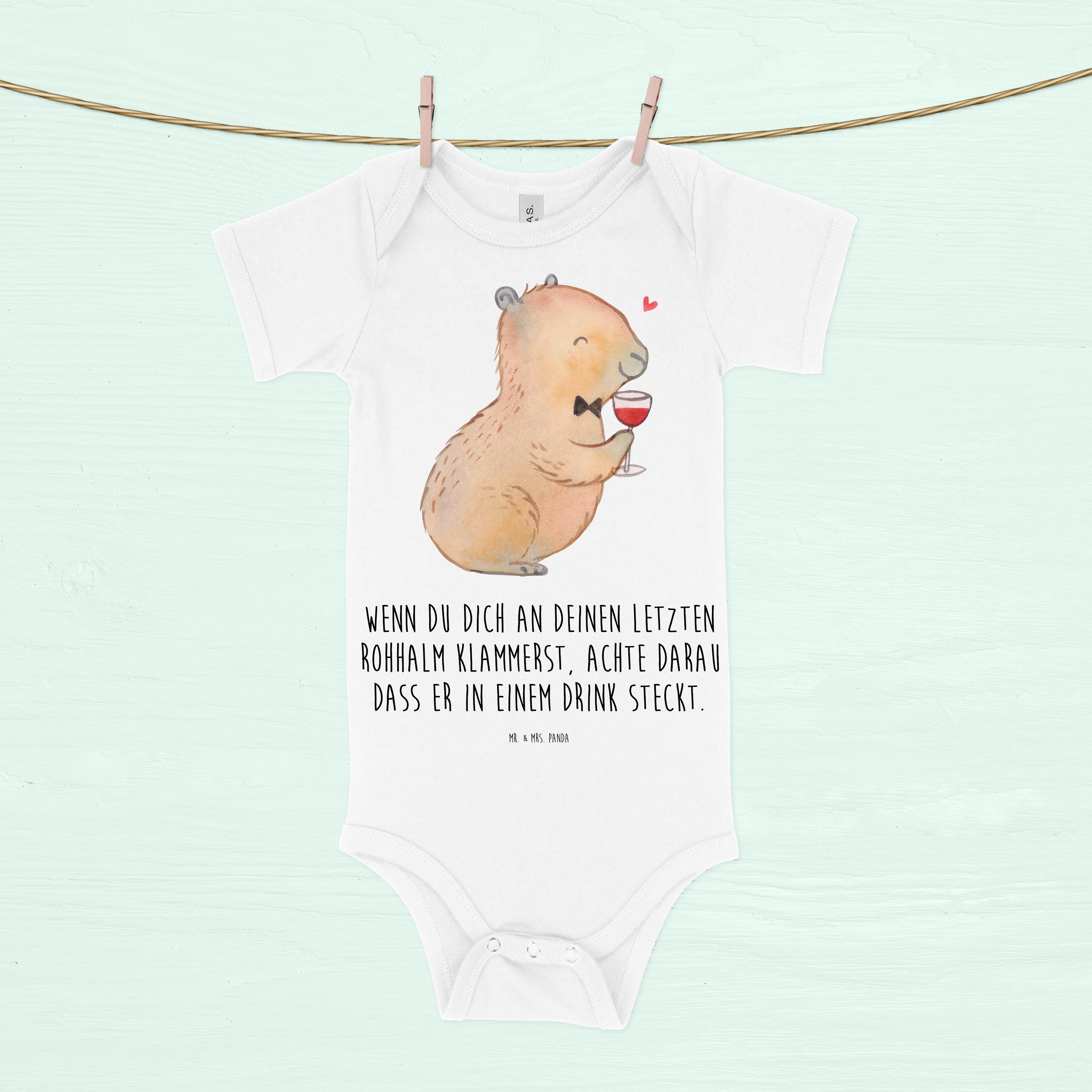 3. - - Transparent Strampler Wein Capybara Monat (1-tlg) Mrs. Panda Mr. & Ba - Baby-Romper, Geschenk, 6.