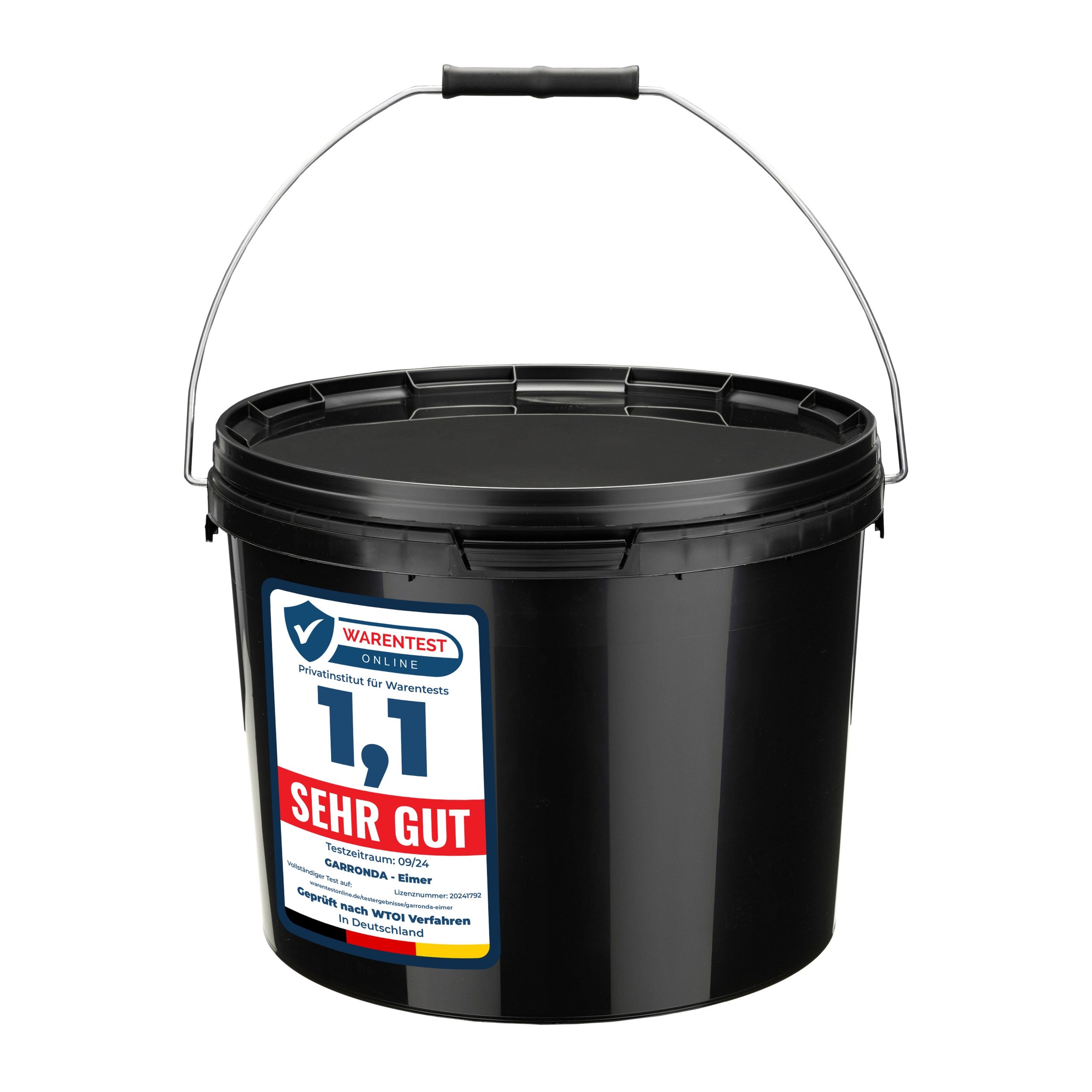 Garronda Putzeimer Eimer mit Deckel für Lebensmittel und Chemikalien Schwarz GD-0104, (1-tlg), für Lebensmittel und Chemikalien