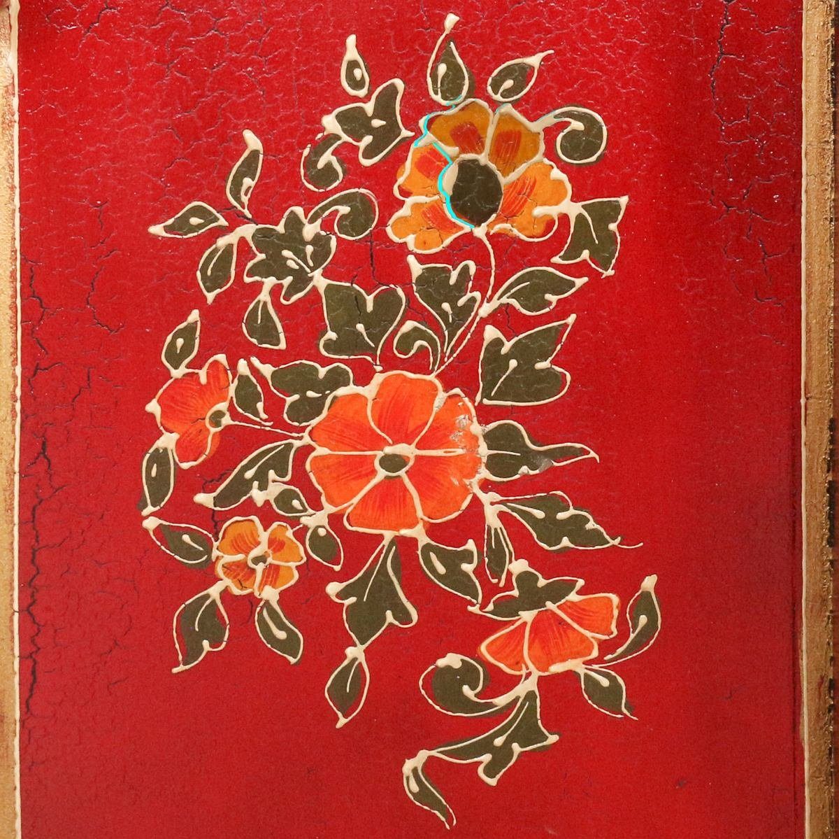 Methok Handarbeit 90 Mehrzweckschrank Rot Blumen Oriental cm Galerie Wandschrank