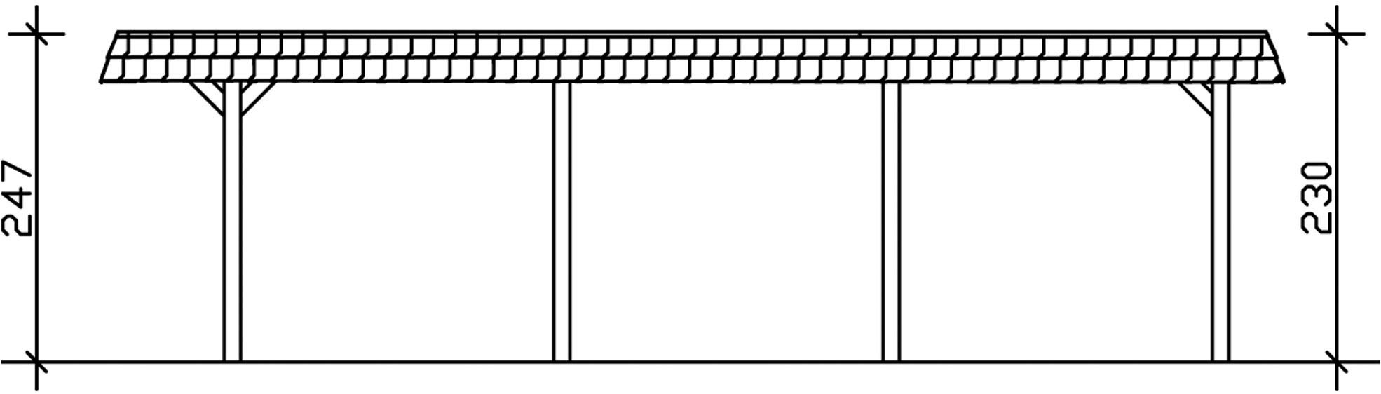Skanholz Einzelcarport Wendland, BxT: 409x870 cm, 247 cm Einfahrtshöhe