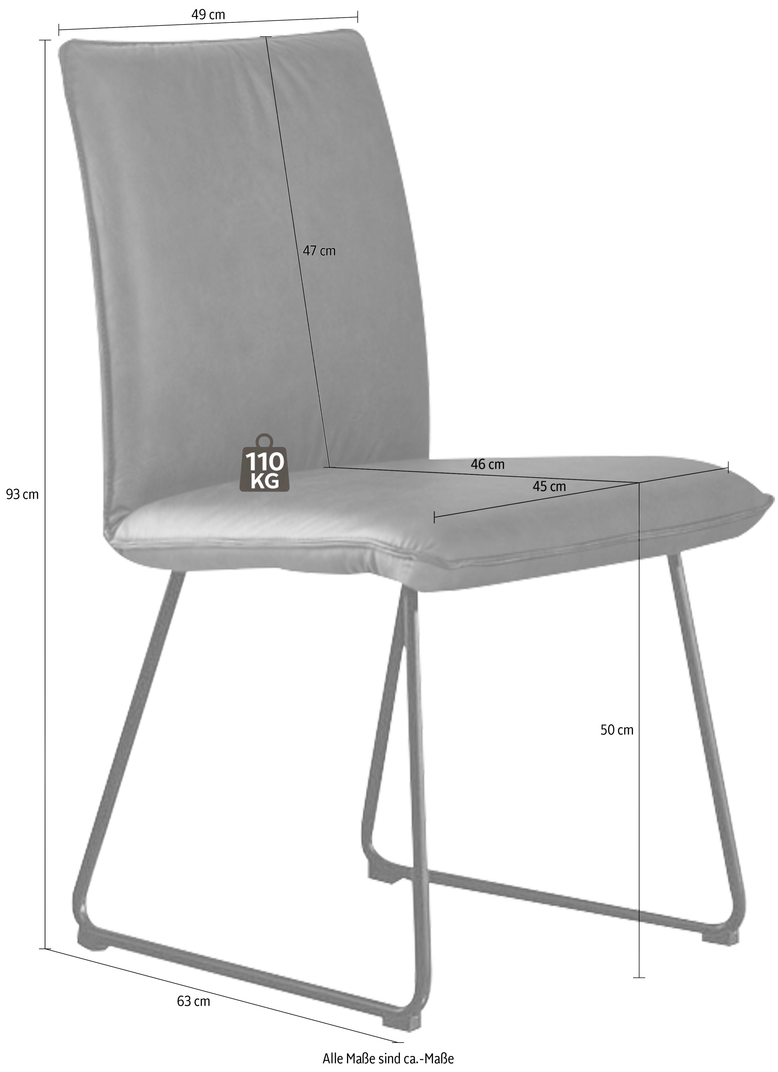 Deseo II, mit Metall Struktur Komfort K+W Stuhl Wohnen & schwarz Rundrohrkufe Kufenstuhl in