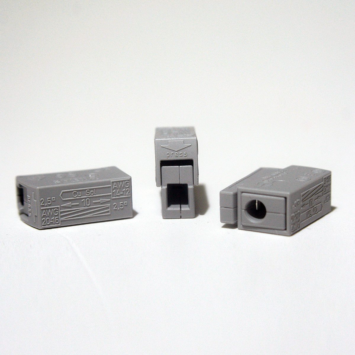 WAGO Verbindungsdosenklemme 10 Stück WAGO Leuchtenklemme, 1x 1,0-2,5mm², grau