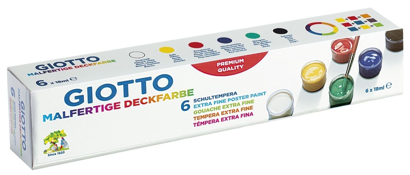GIOTTO Fotopapier GIOTTO Schulmalfarben farbsortiert 6x 18,0 ml