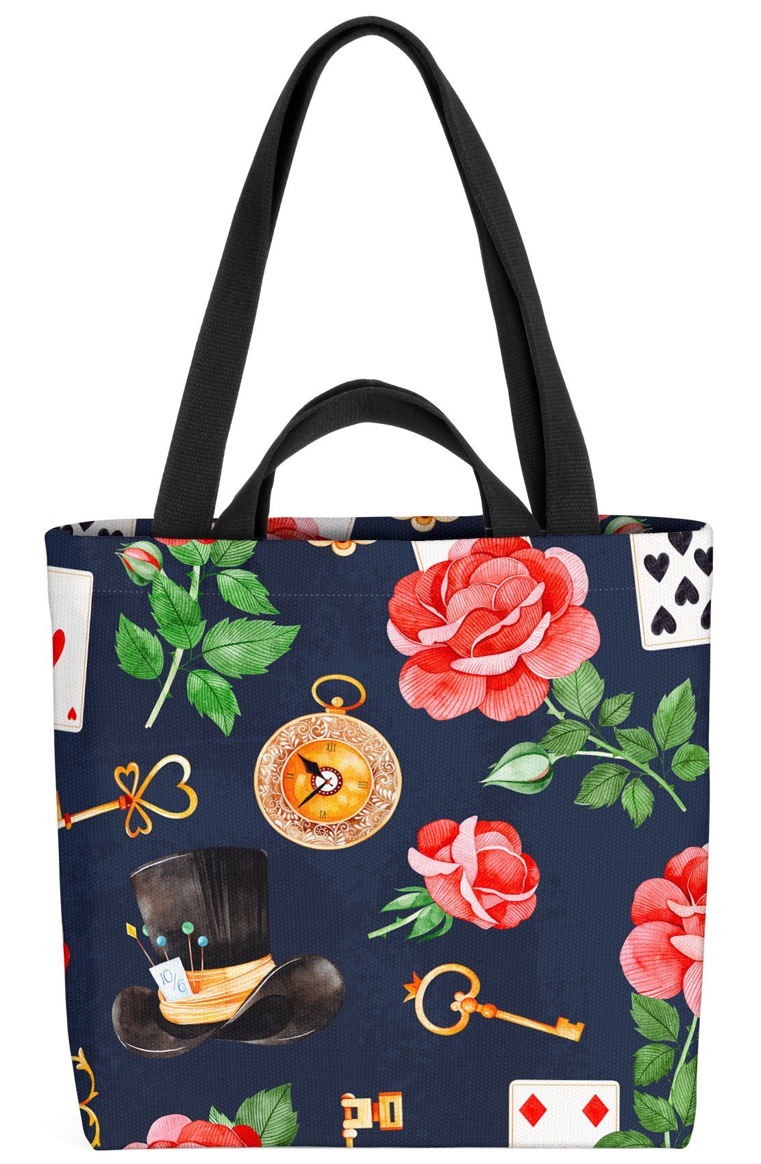 Rose Wunderland VOID im Hut-Macher Blumen (1-tlg), Karten Karten-Spiel Alice Henkeltasche Rosen