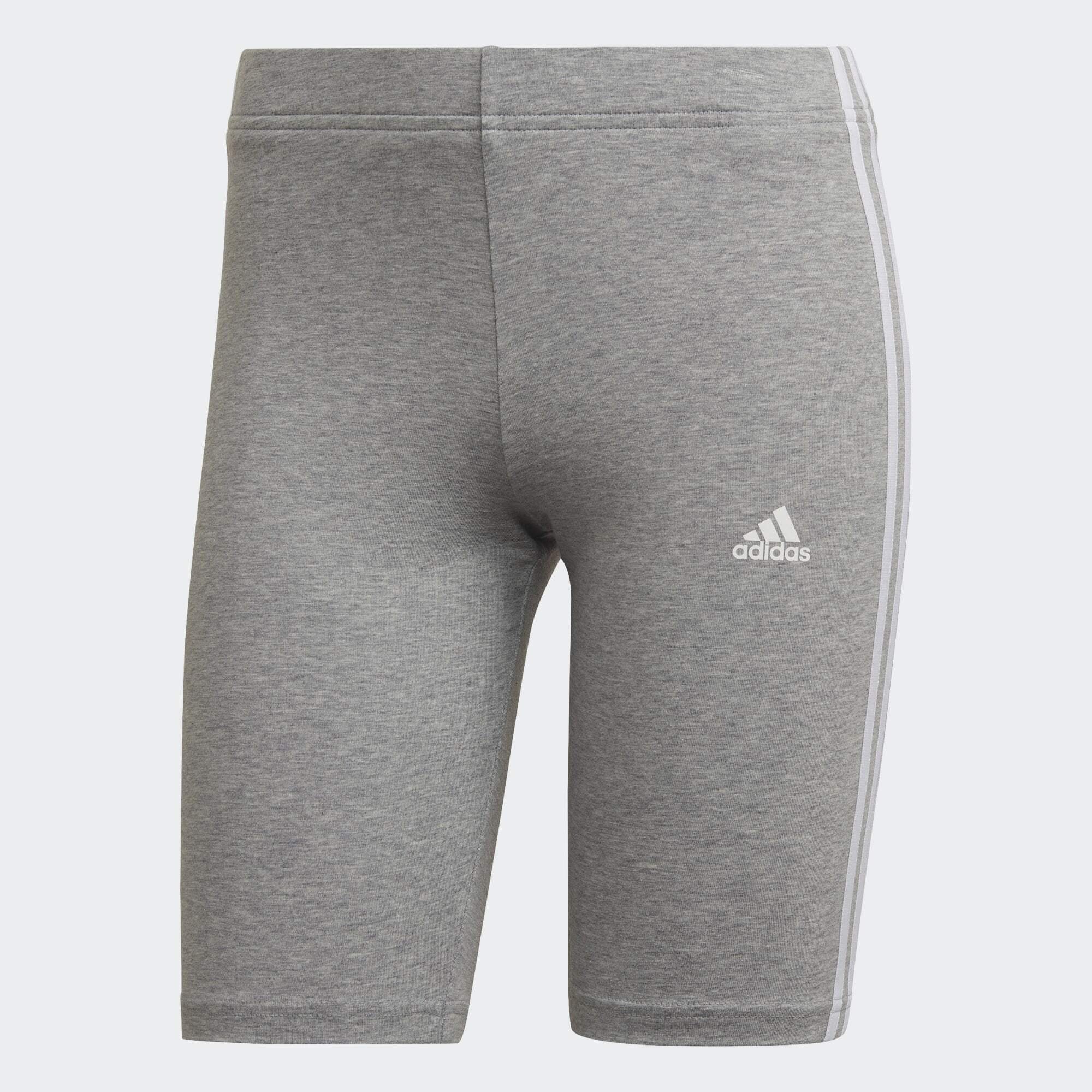 adidas 3-STREIFEN TIGHT White KURZE Heather / Sportswear Leggings Medium ESSENTIALS Grey