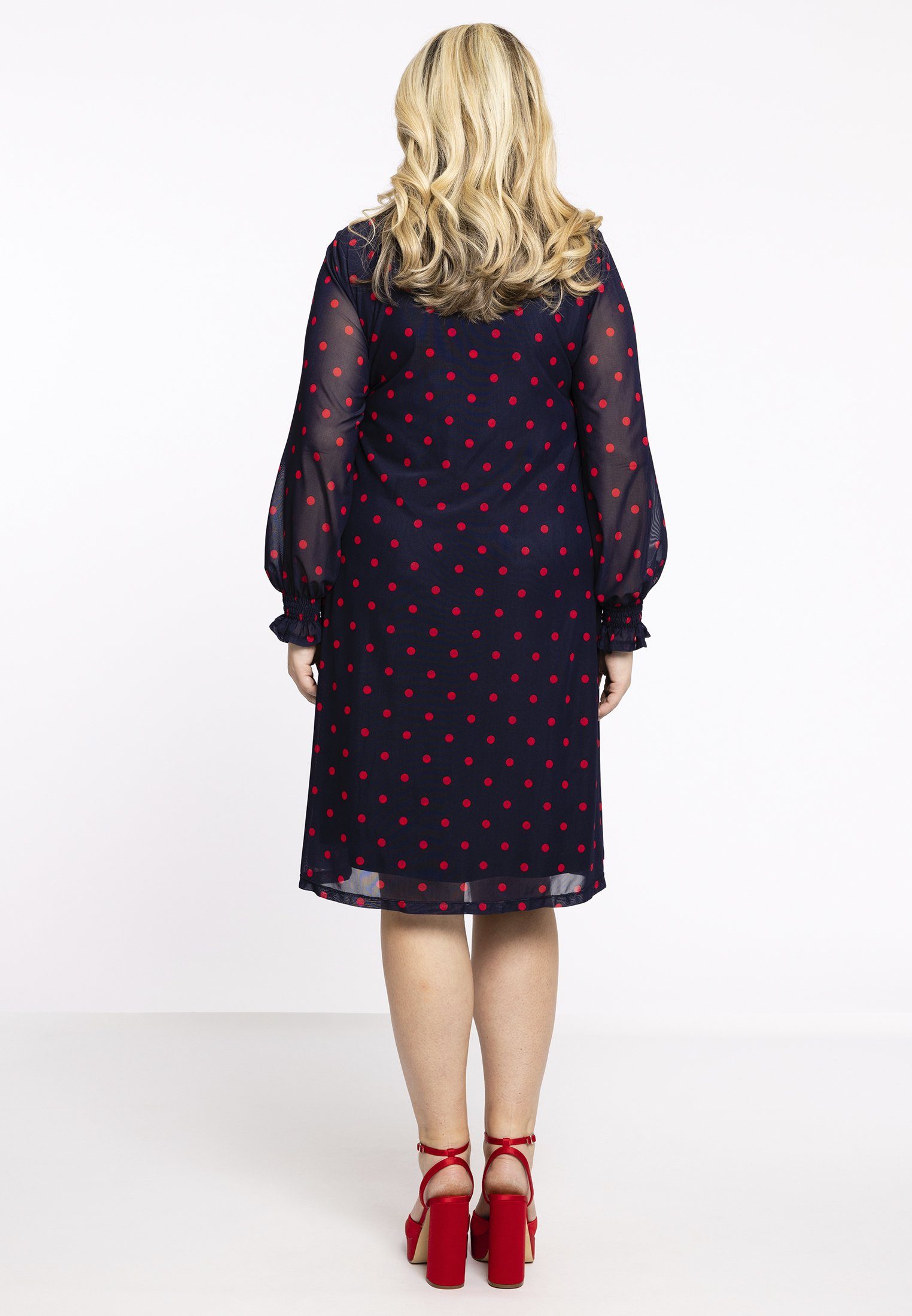 YOEK A-Linien-Kleid Damen Kleid Große Größen mit Punkten