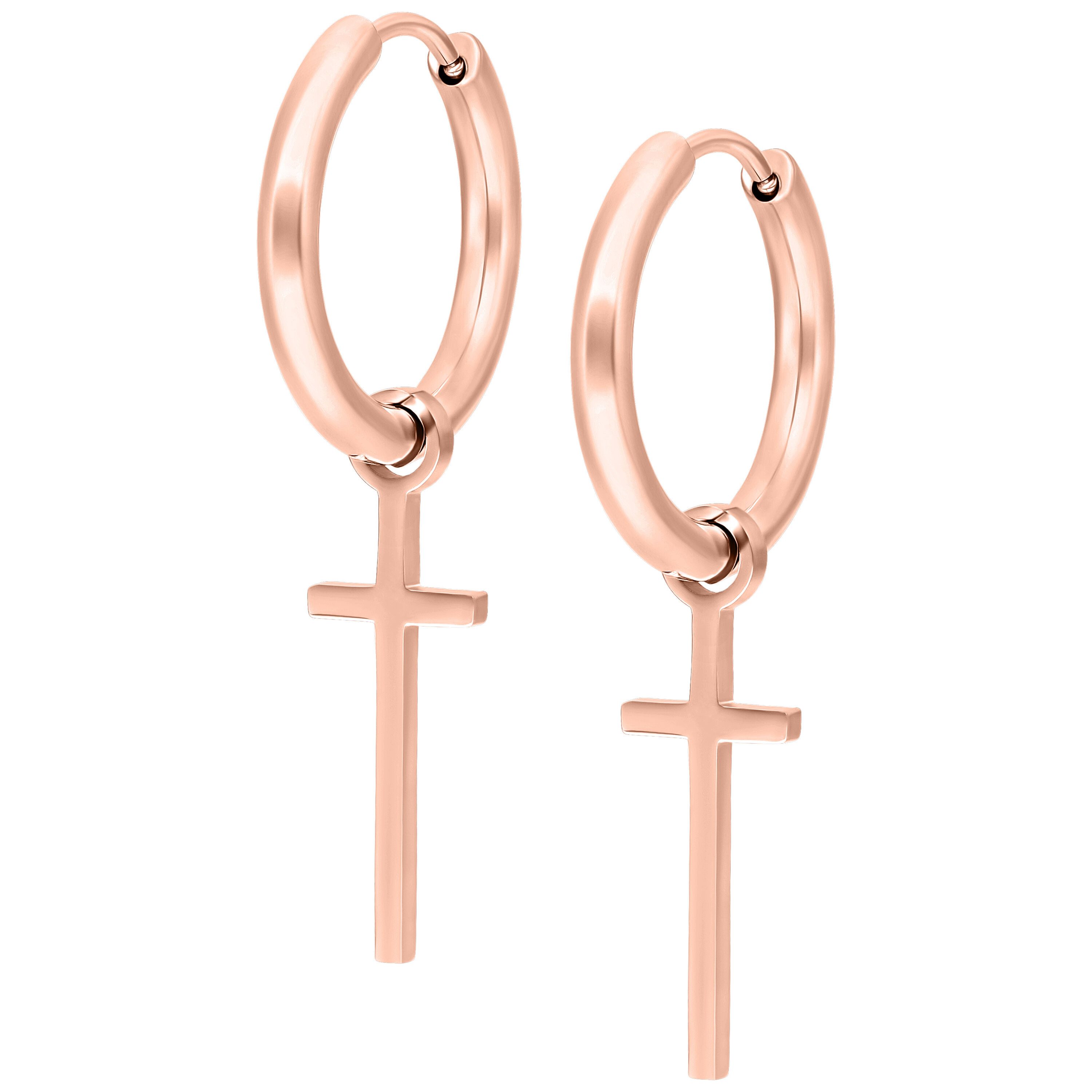 Wildcat Paar Ohrhänger Little Cross Hoops, wasserfest, langlebig, hautverträglich