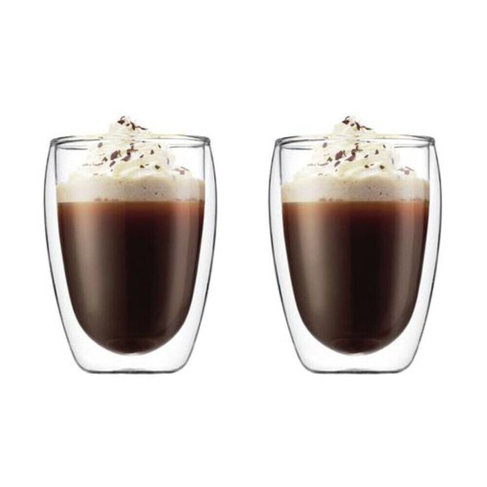 Bodum Cappuccinotasse Cappuccinoglas 0,35 l 2 Stück Pavina, 2-tlg., Borosilikatglas, Cappuccinoglas, 2-tlg., 0,35 l, Borosilikatglas