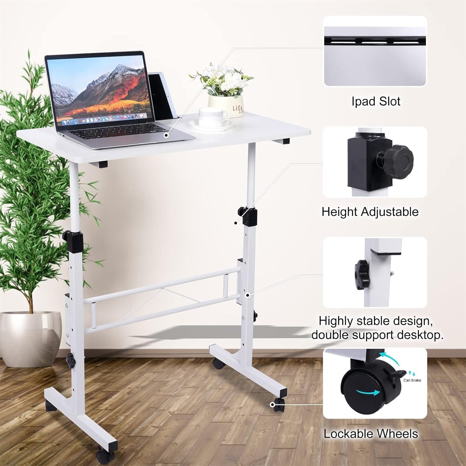 JEOBEST Computertisch Höhenverstellbarer Schreibtisch 80 x 40 x (74-110)cm, Ergonomischer Steh-Sitz Tisch Computertisch für Heimbüro – Bild 5 von 5