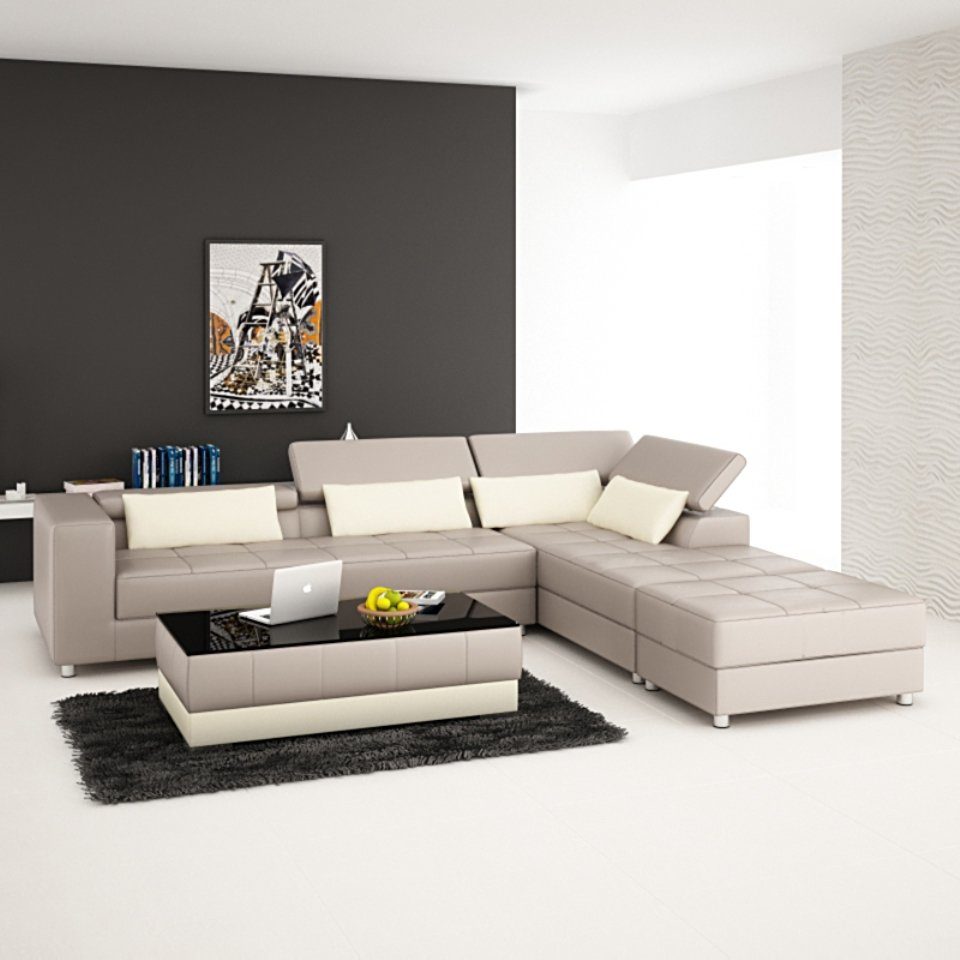 Eck Ecksofa, Ledersofa Couch JVmoebel Design Modern Sofa Wohnlandschaft Ecksofa