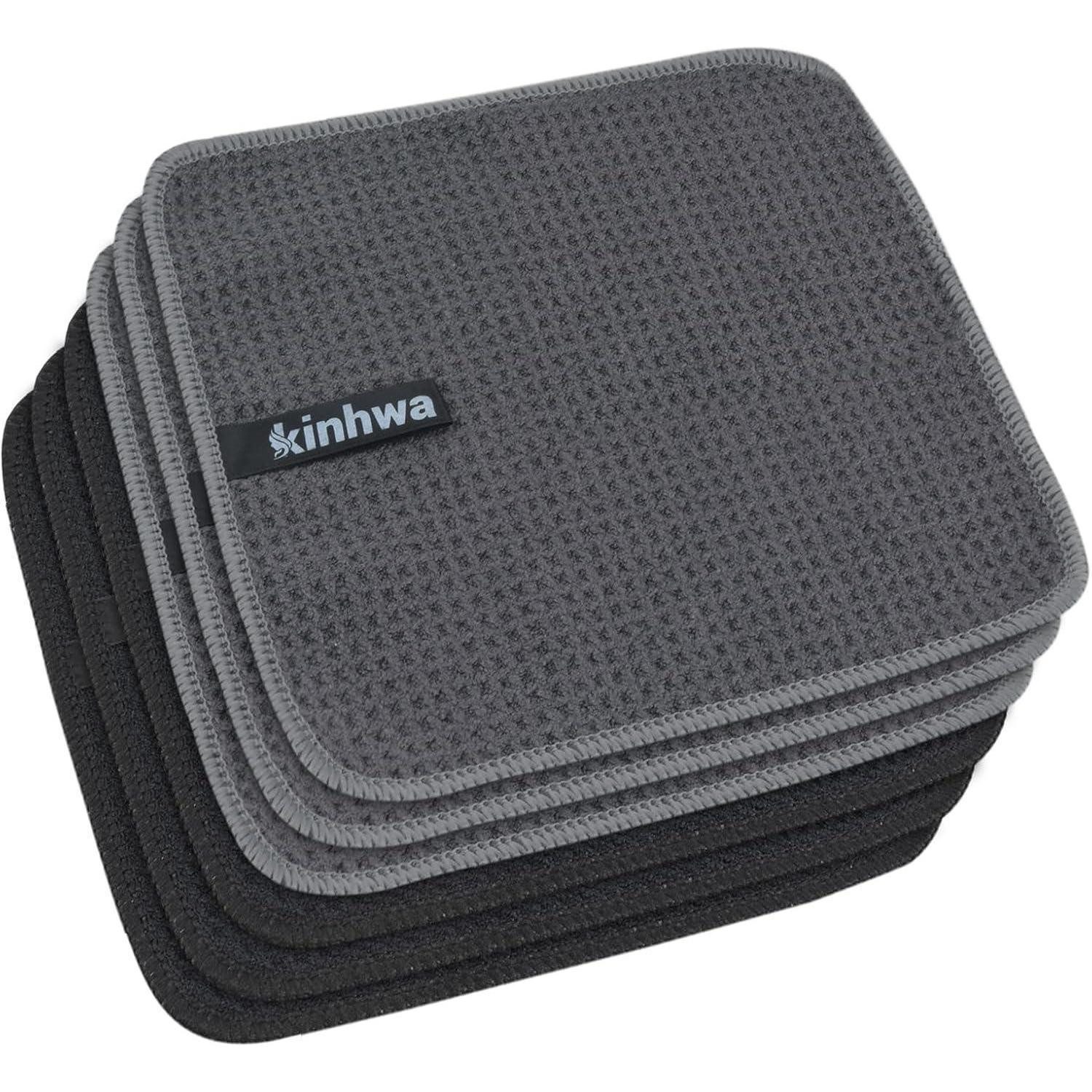 LuxusKollektion Spültuch Mikrofasertuch Waffeltuch 20x20cm Schwarz+grau 20×20cm Mikrofasertuch (Textil, 20x20 cm, 6-tlg)