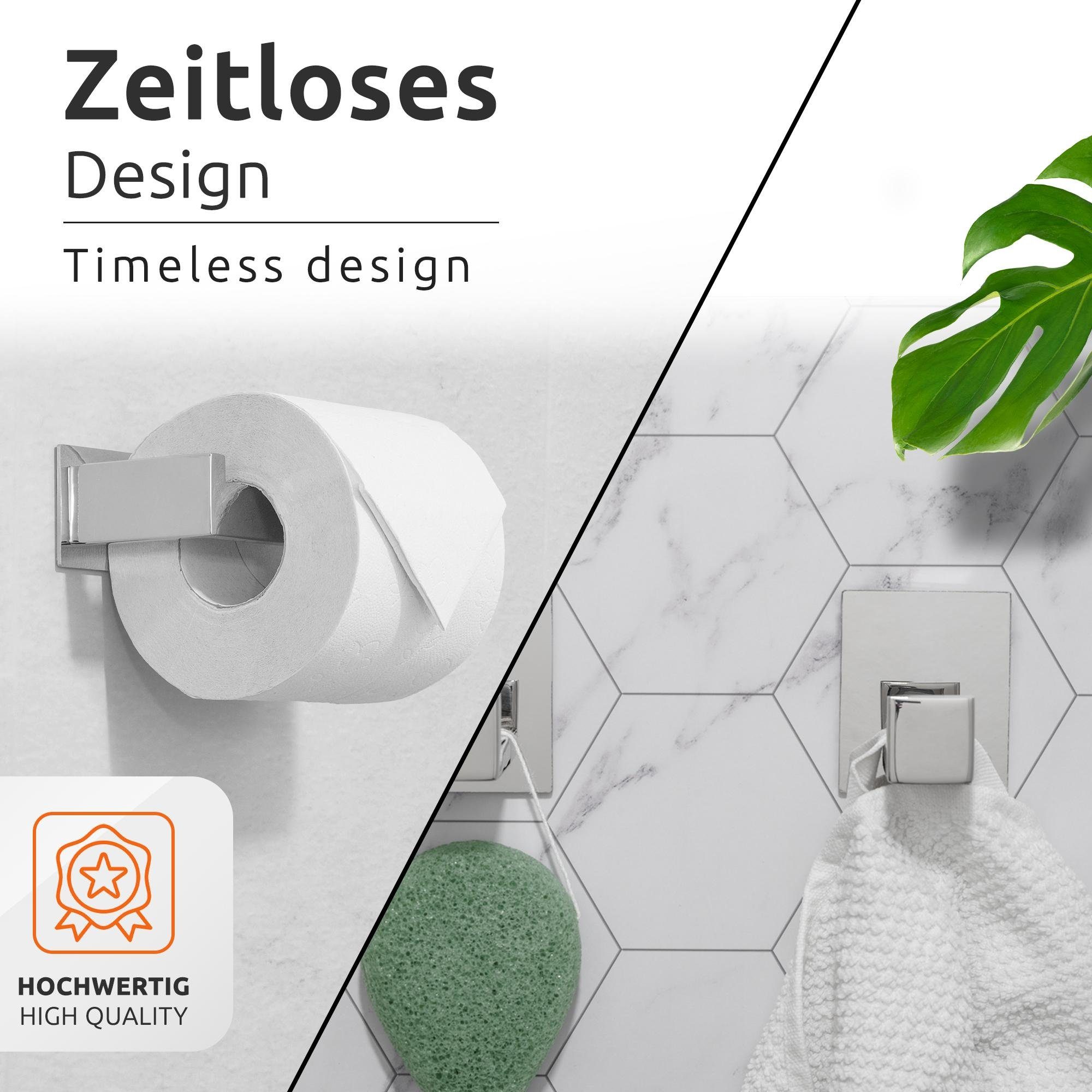 ECENCE Toilettenpapierhalter 1x Toilettenpapierhalter + 2x Handtuchhaken Ch günstig online kaufen