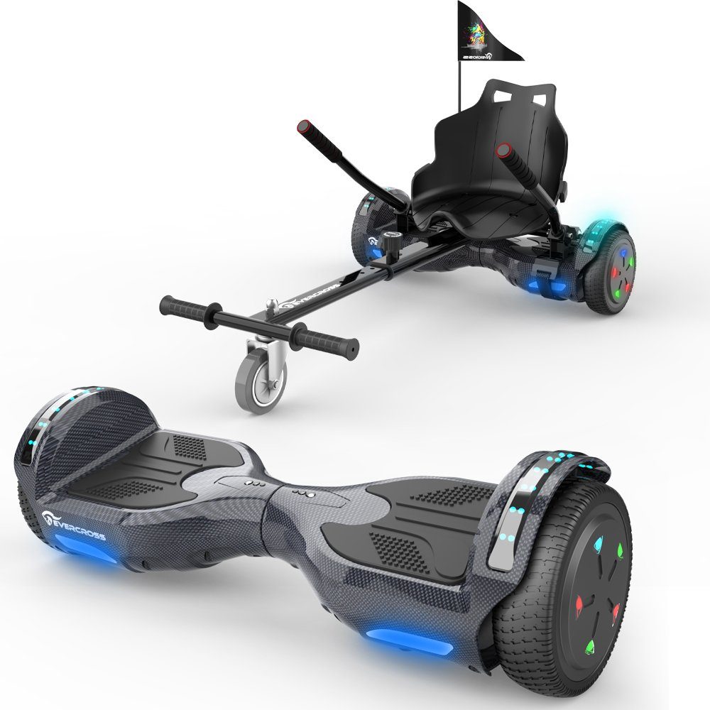 Hoverkart Hoverboard Balance LED 6,5“ mit Evercross sitz Scooter Kart,