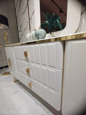 JVmoebel Kommode Luxus Schlafzimmer Kommode mit Spiegel Modern Kommode Weiß SOFORT (2 St., Kommode mit Spiegel), Made in Europa