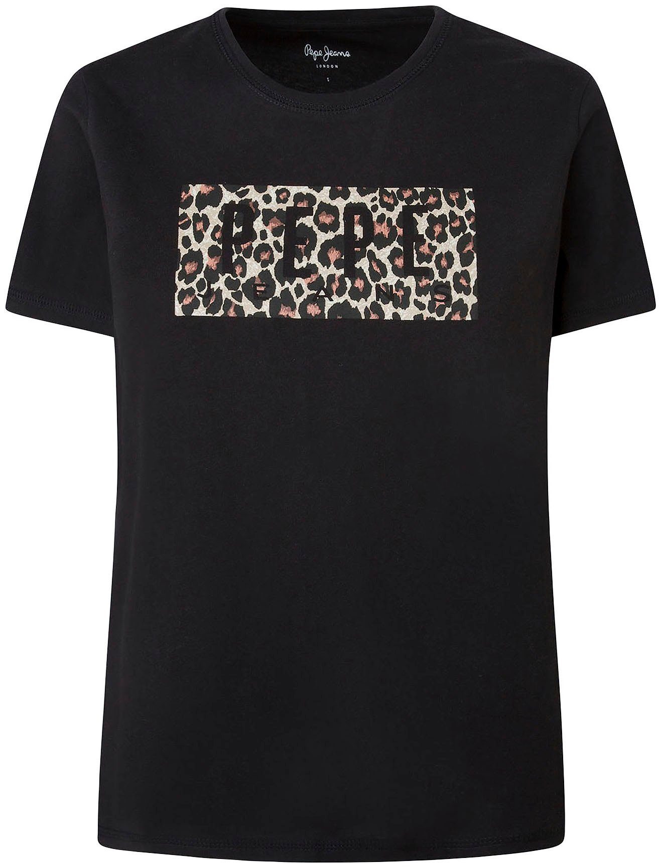 Pepe Jeans T-Shirt »CRISTINA« mit tollem Logo-Print in Leo Optik im  Brustbereich