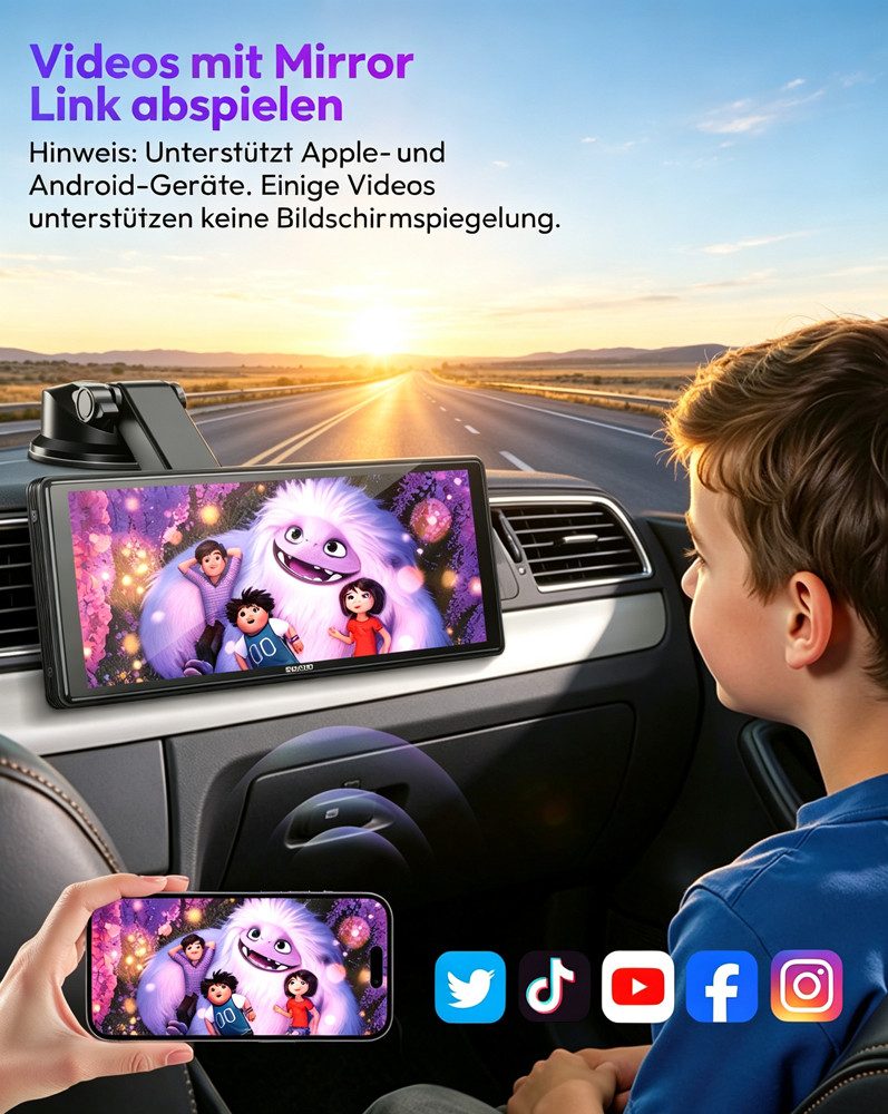 ESSGOO 10.26" 4K Wireless Carplay Apple CarPlay Android Auto Rückfahrkamera Navigationsgerät – Bild 4 von 5