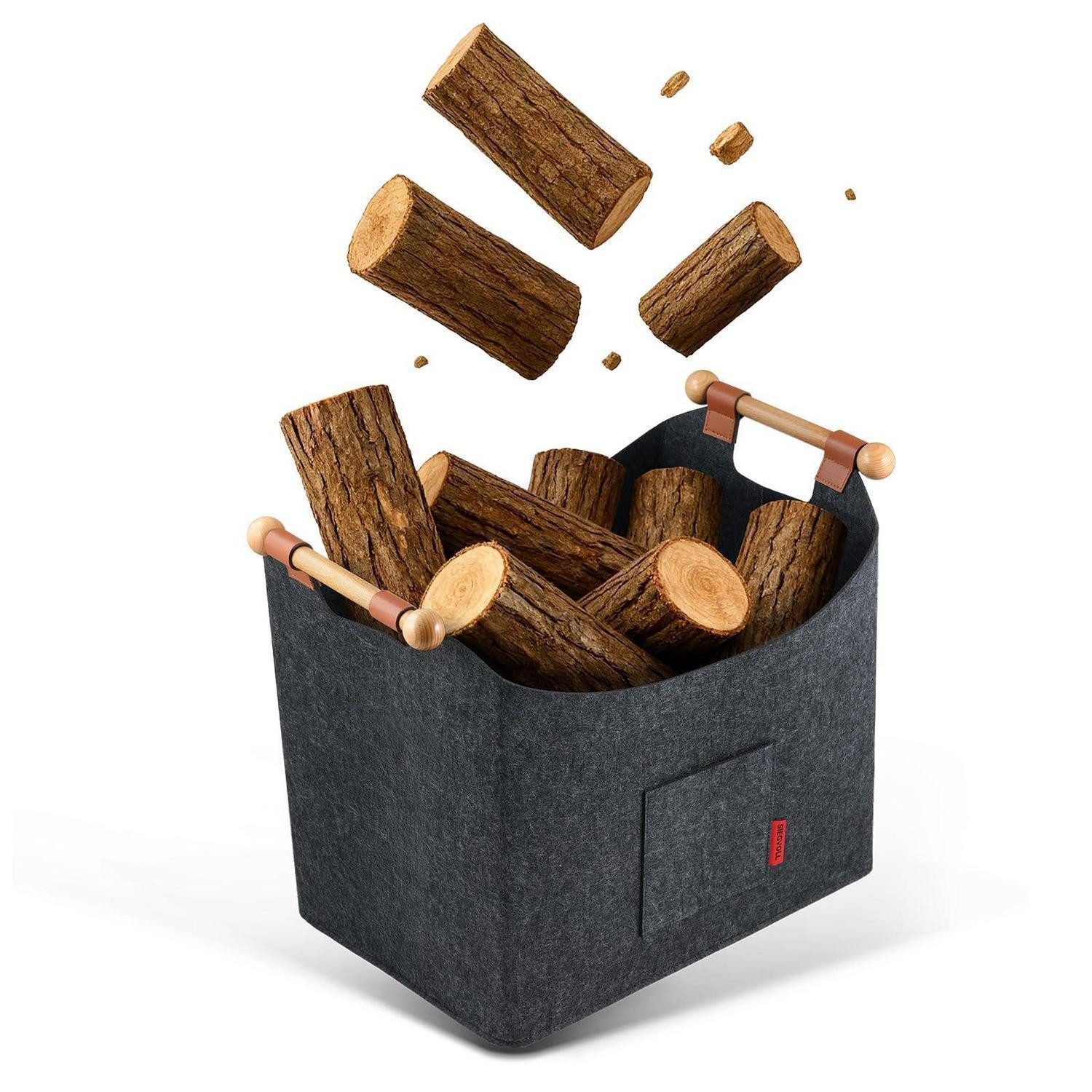 LuxusKollektion Kaminholzkorb Holzkorb Filz gross 45x40x32cm faltbar