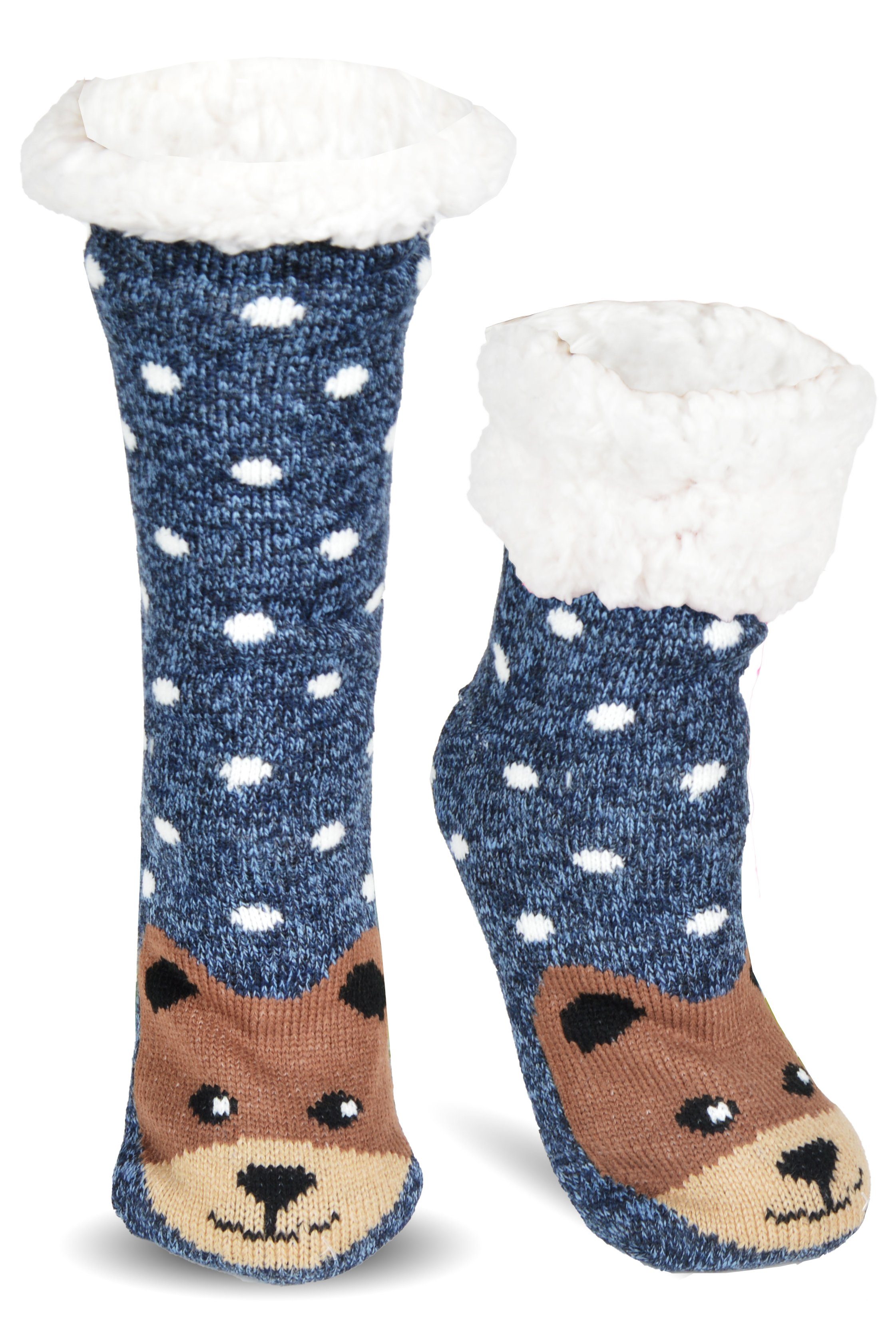 Frostfighter Haussocken Damen + Kinder Hüttensocken (1-Paar) Kuschelige warme Hüttensocken mit Stoppernoppen ABS