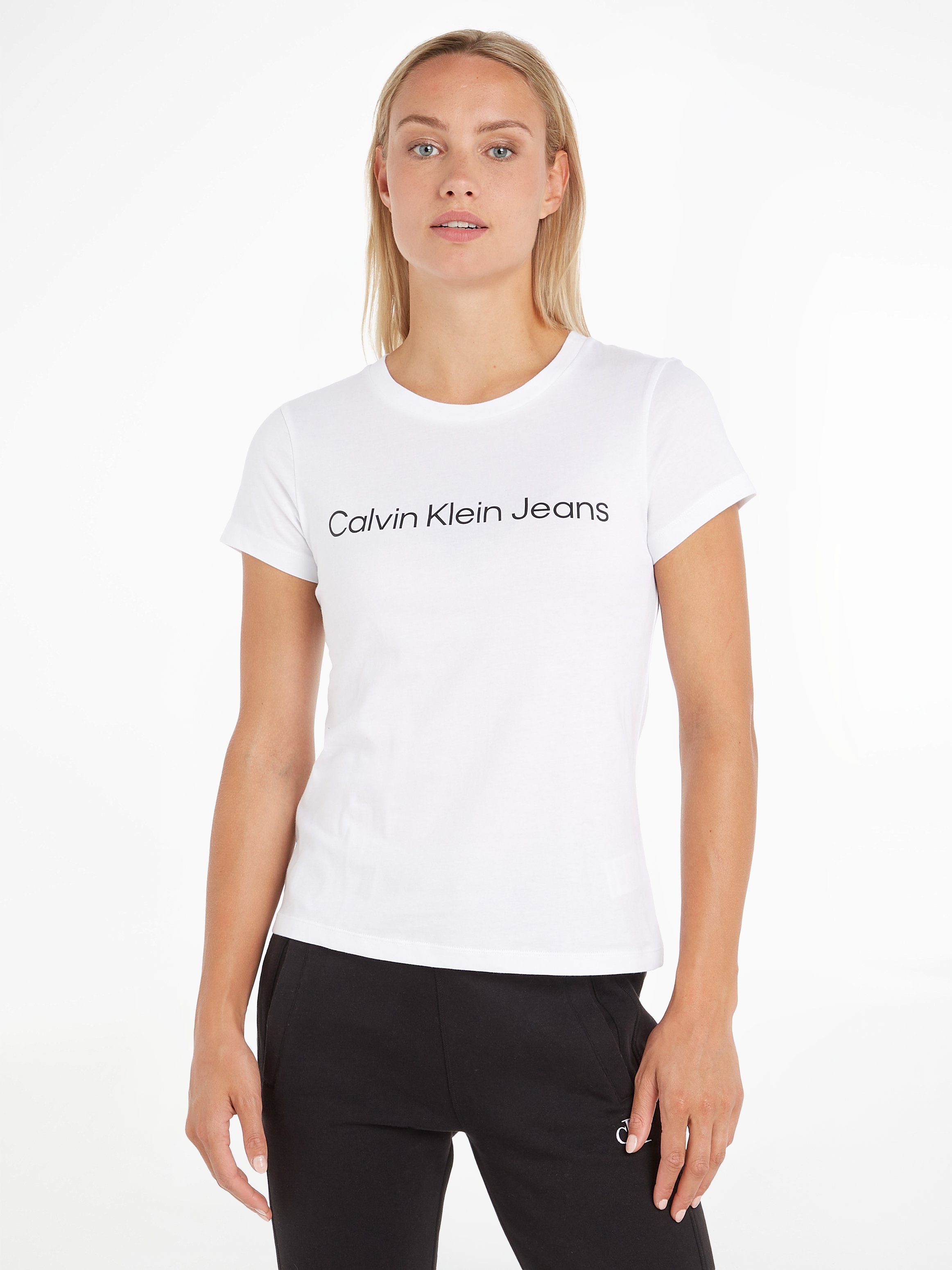 LOGO SLIM Klein CORE Calvin TEE Jeans CK-Logoschriftzug White Bright INSTIT FIT T-Shirt mit