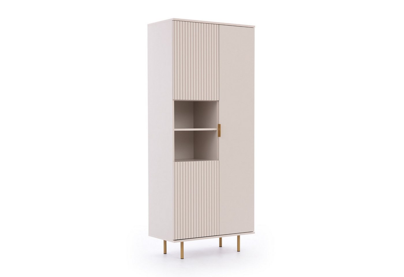 HAUSELEMENT Mehrzweckschrank NUBIA NB-05 3 Türen Vitrine Regal Schrank 80 x 190 cm Modern