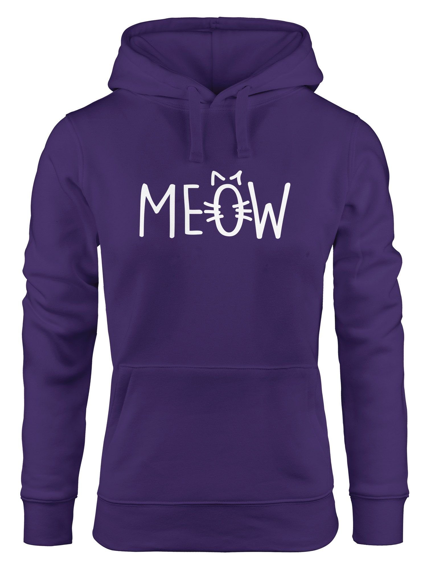 Sweatshirt Meow Hoodie Kapuze Kapuzenpullover Damen Hoodie Moonworks® MoonWorks Cat Miau lila Katze