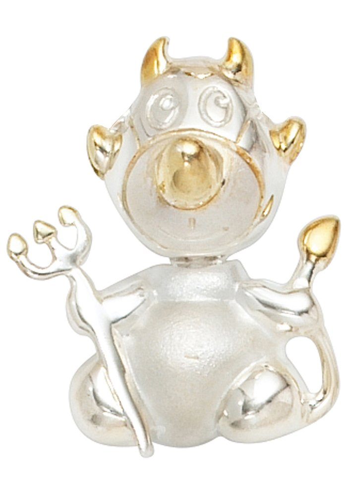 JOBO Kettenanhänger Anhänger Teufel, 925 Silber bicolor vergoldet