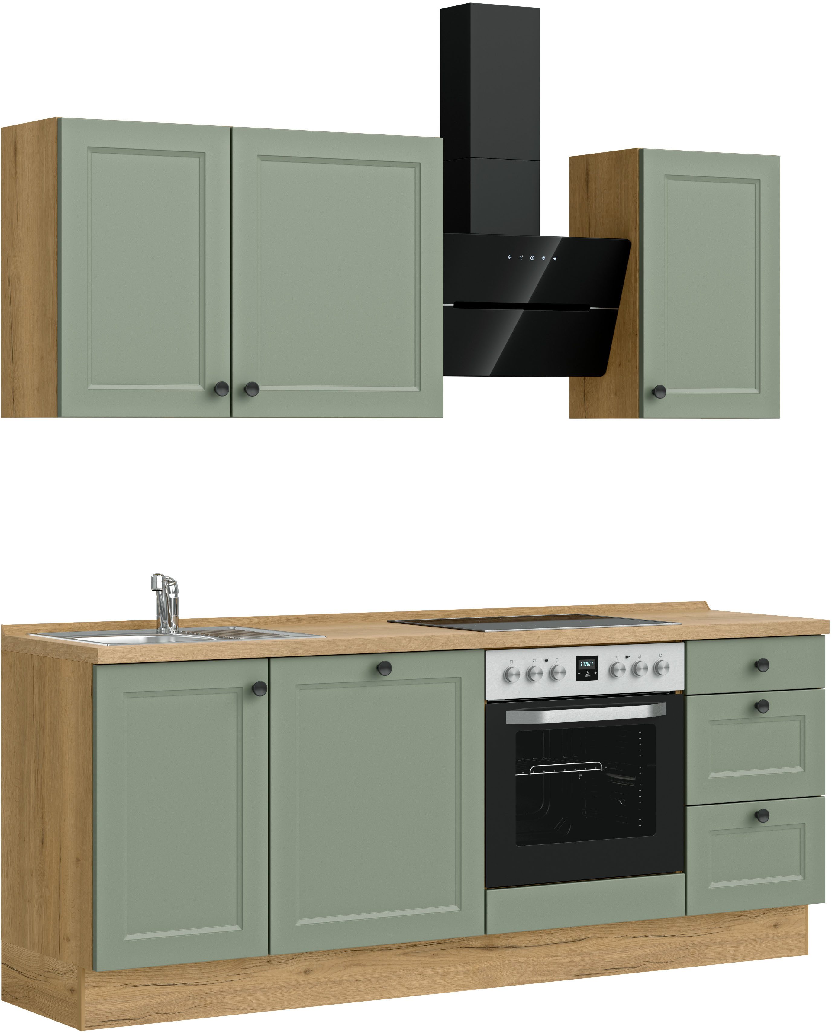 nobilia® Küchenzeile "Cascada II", vormontiert, Breite 210 cm, Ausrichtung wählbar, wahlw. mit E-Geräten