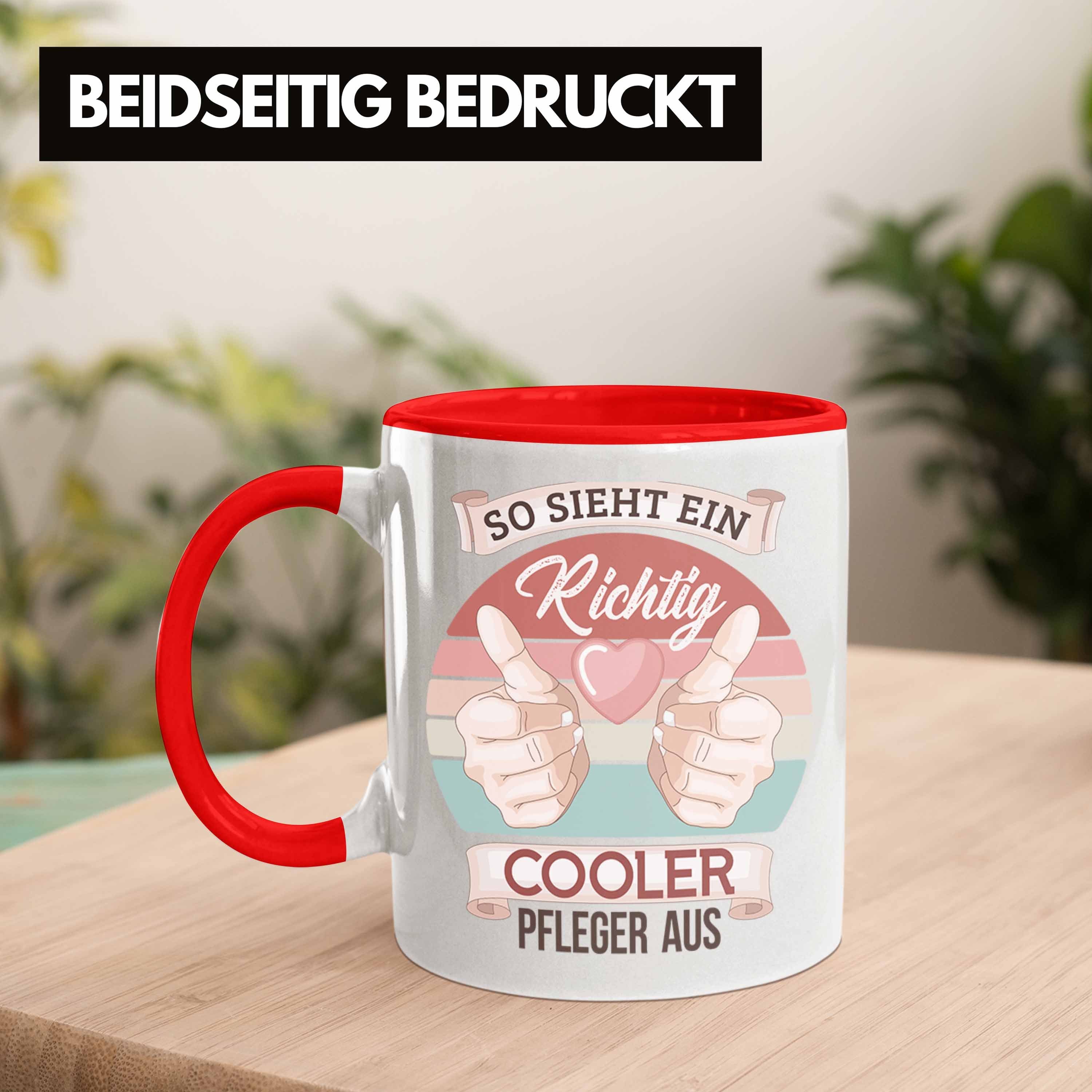 Trendation Altenpfleger Pfleger Pflegekraft Geschenk Krankenpf Tasse Geschenkidee Rot Tasse