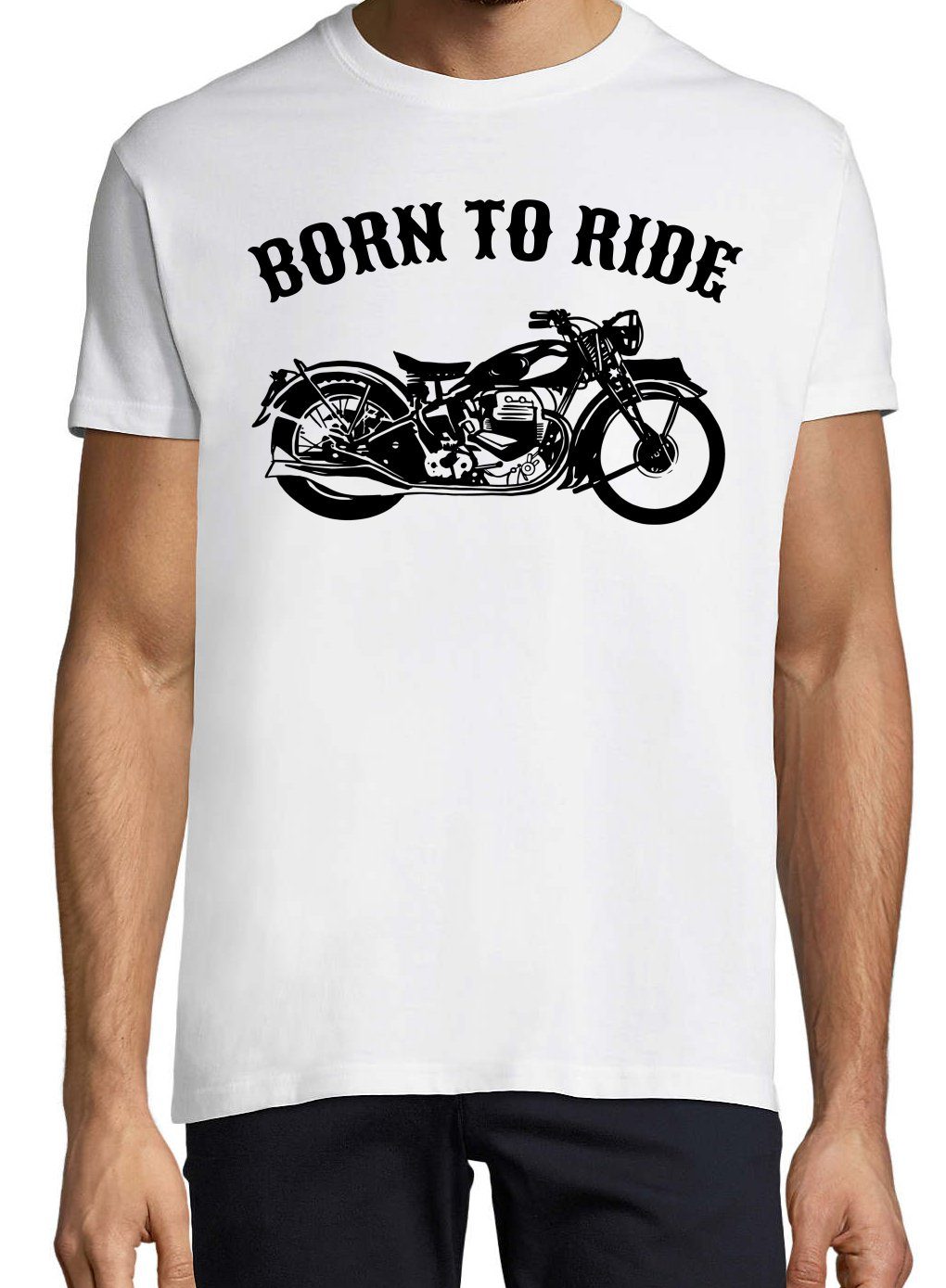 Print T-Shirt Spruch Print-Shirt To Weiß Herren Designz Youth Motorrad Ride Biker modischem Born mit