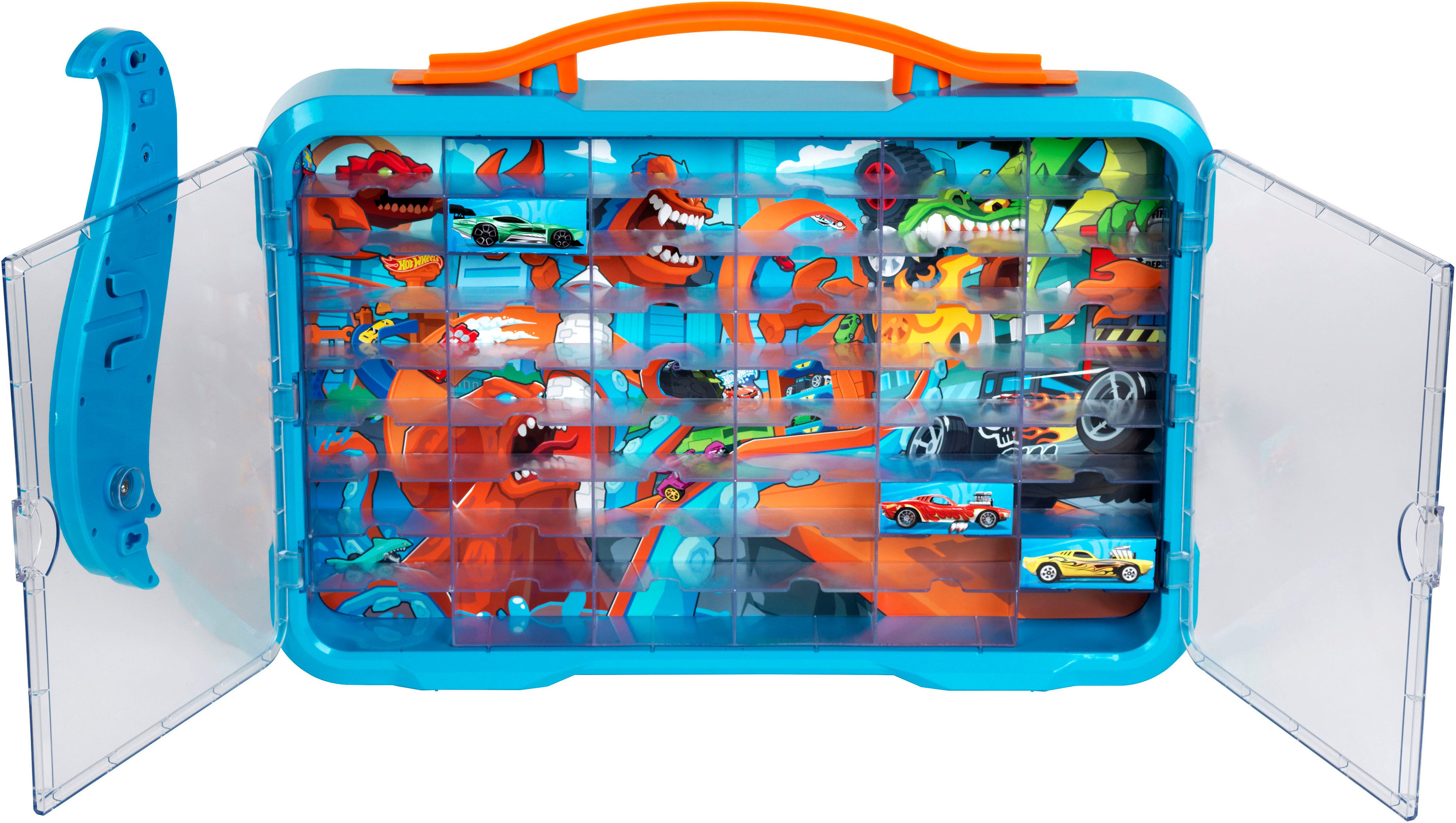 Small collector's case/display case for 54 cars, with illuminated Hot Wheels logo