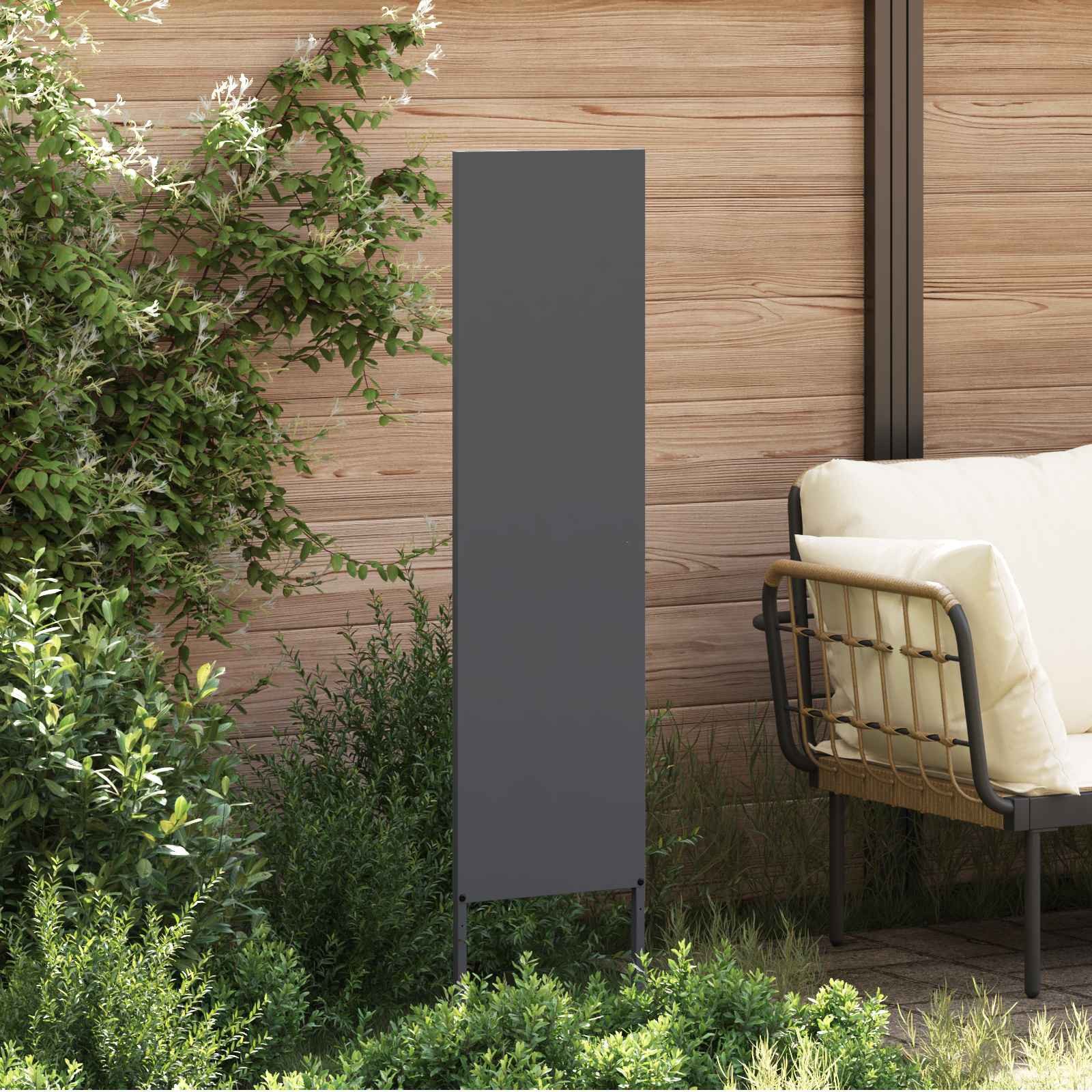 vidaXL Wandbild Garten Sichtschutz-Leinwand Anthrazit 32 x 140 cm, (1 St)