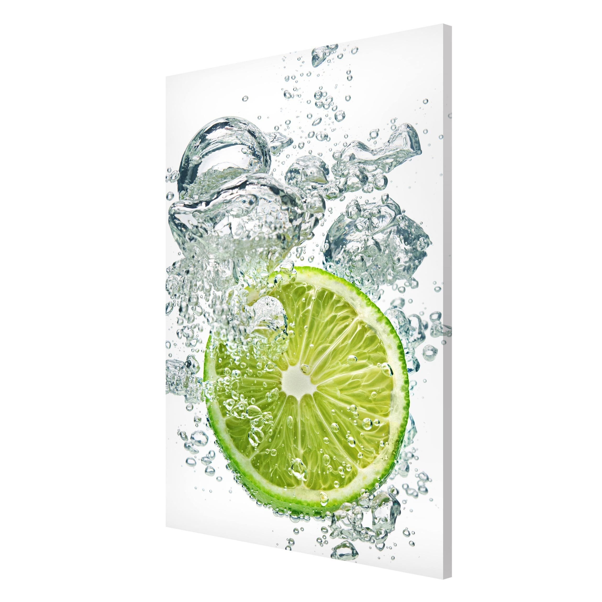 Bilderdepot24 Magnettafel Küche deko Lime Bubbles, (1-tlg., Magnetboard Pinnwand für die Wand - metallische Tafel für Magnete), Magnetwand groß mit Motiv modern Memoboard magnetisch Hochformat