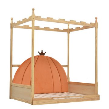 SOFTWEARY Kinderbett Ausziehbett mit Lattenrost und ausziehbarer Liegefläche (140x100cm/140x200cm), Kiefer