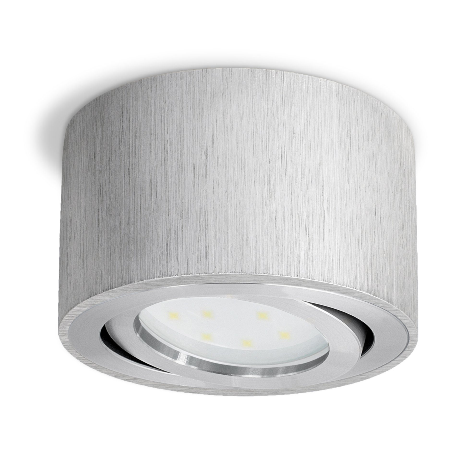 SSC-LUXon LED Aufbaustrahler CELI-1A Aufbaustrahler gebürstet schwenkbar mit Modul LED 2W warmweiß, Warmweiß