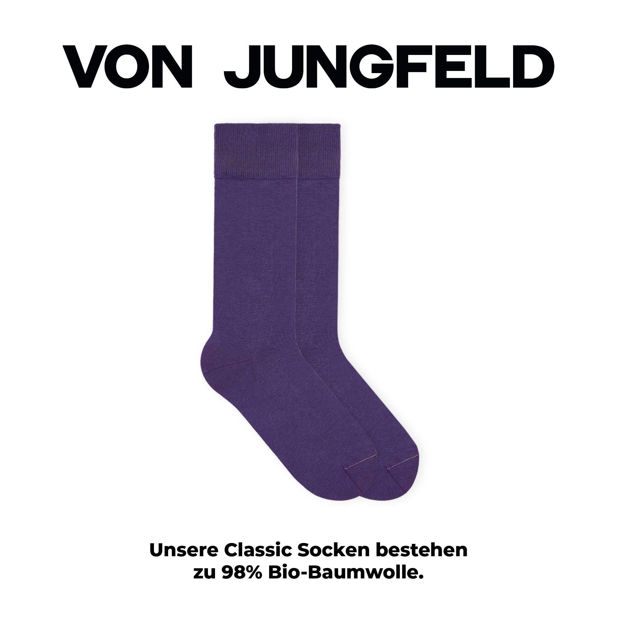 von Jungfeld Socken SIGNATURE Bio-Baumwolle 35-46 Unisex (1-Paar, 1 Paar) Anzugsocken, Bunte lange Socken aus Bio-Baumwolle