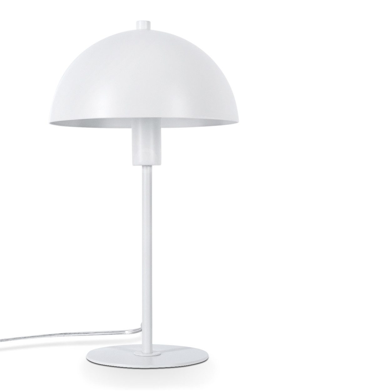 hofstein Tischleuchte moderne Nachttischlampe aus Metall in Weiß, ohne Leuchtmittel, RetroTischlampe, Ø20cm, 36cm, Schalter, 1 x E14, ohne Leuchtmittel.