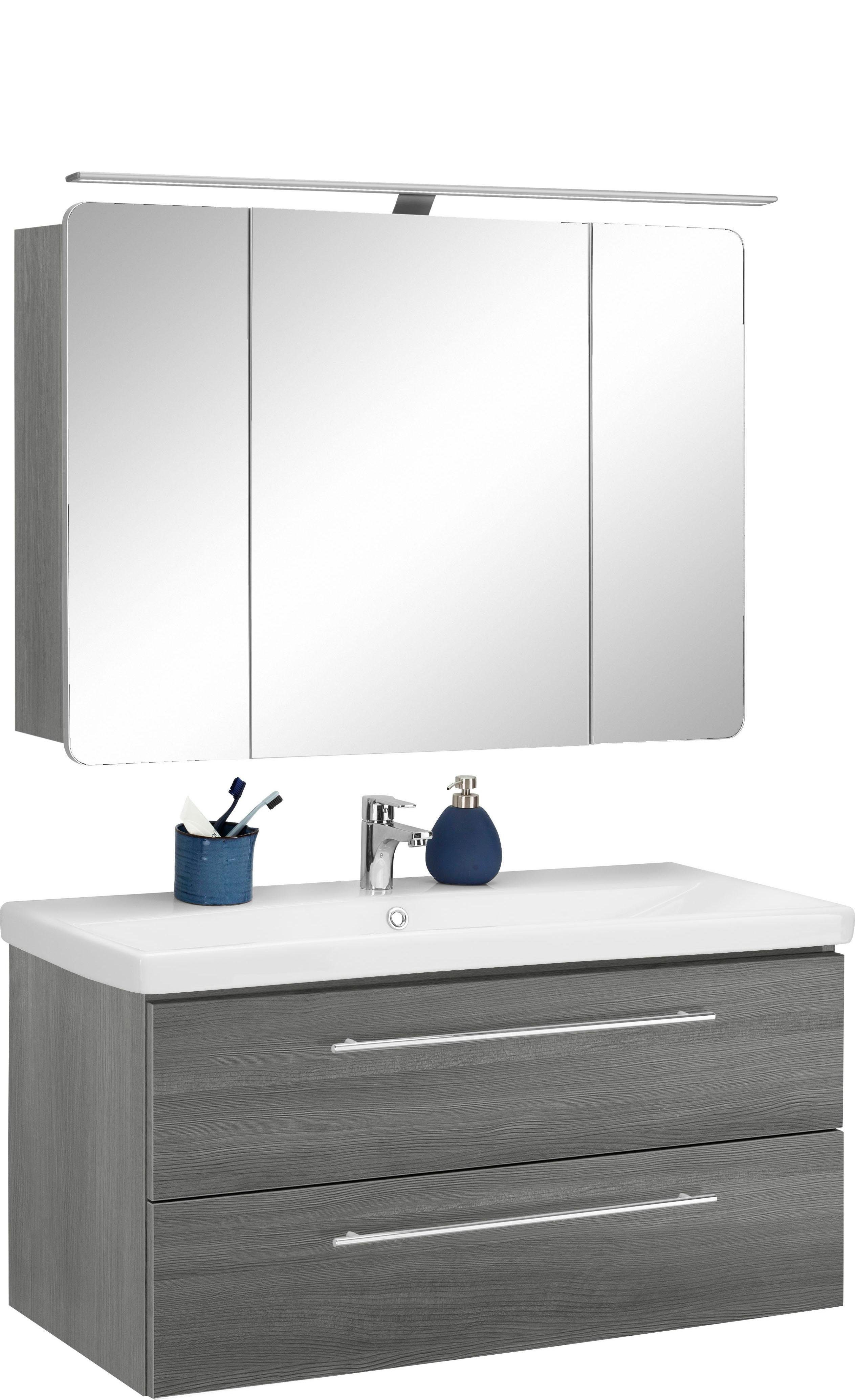 MARLIN Badmöbel-Set »3029«, (Set, 2-St), Spiegelschrank mit  LED-Beleuchtung, Waschtisch-Unterschrank mit Keramik-Waschtisch online  kaufen | OTTO