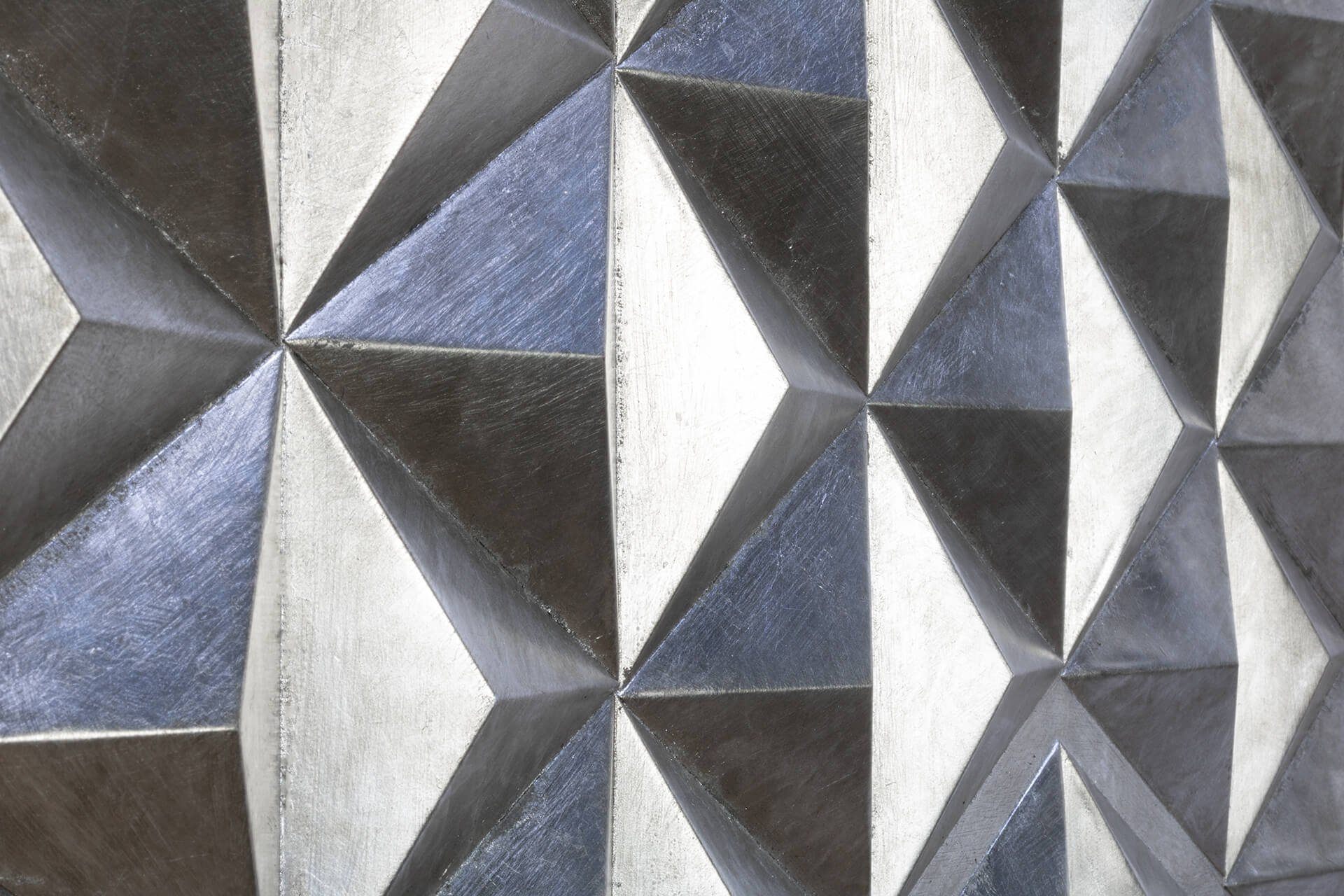 Metallbild Wandrelief Pyramidal 120x60 3D handgefertiges Illusion cm, KUNSTLOFT