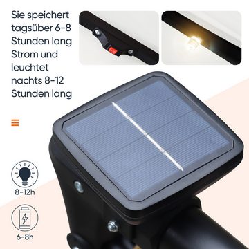 Sekey Ampelschirm 300 cm Sonnenschirm mit LED-Solar-Beleuchtung Ampelschirm, LxB: 300,00x300,00 cm, Sonnenschirm mit An-/Ausschalter, Kurbelschirm mit Ständer, UV50+