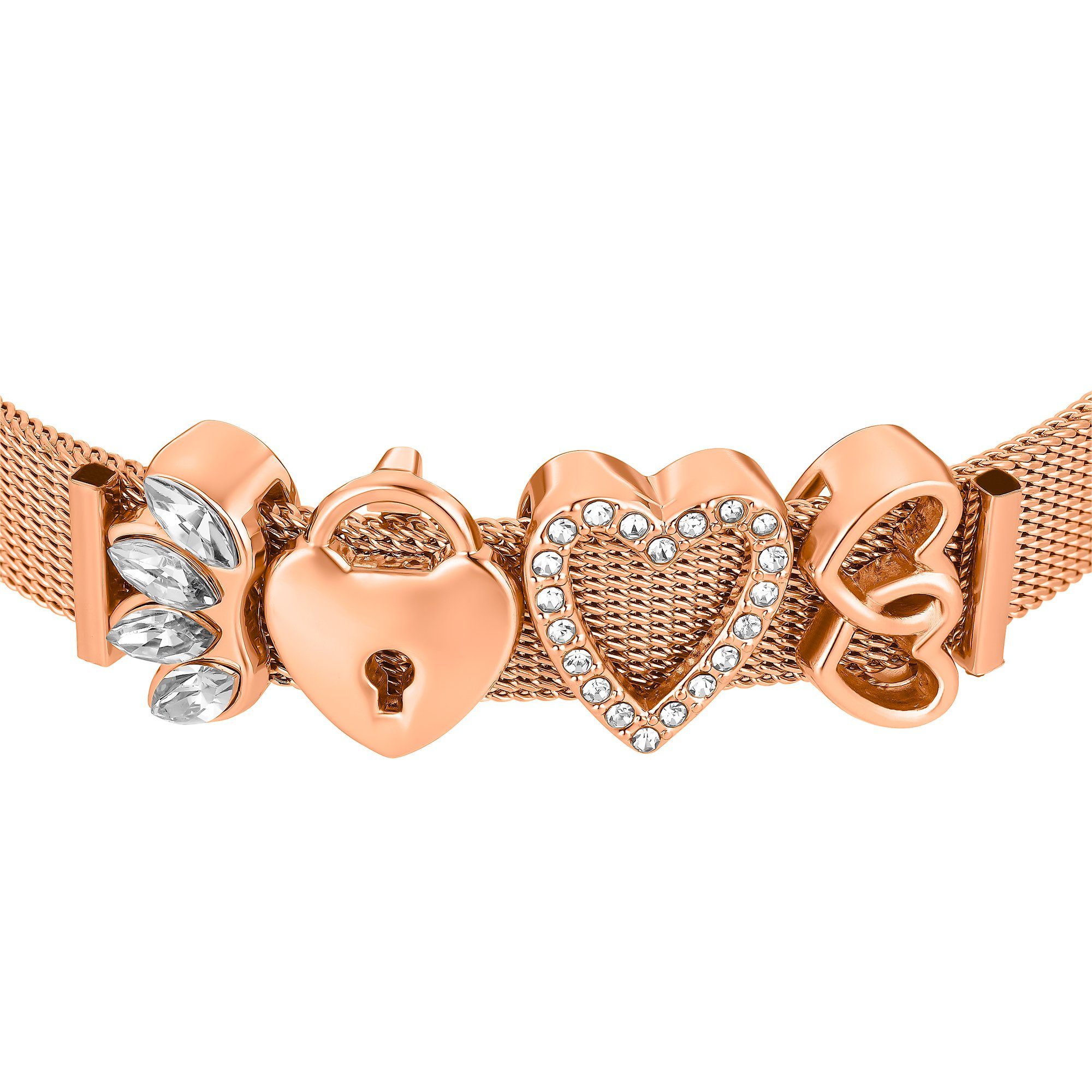poliert Armband sind Heideman austauschbar Geschenkverpackung), Armband Charms Mesh rose inkl. (Armband, goldfarben