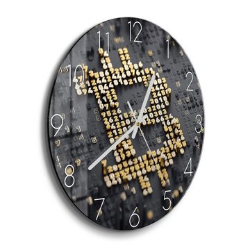 DEQORI Wanduhr 'Bitcoin Währungszeichen' (Glas Glasuhr modern Wand Uhr Design Küchenuhr)