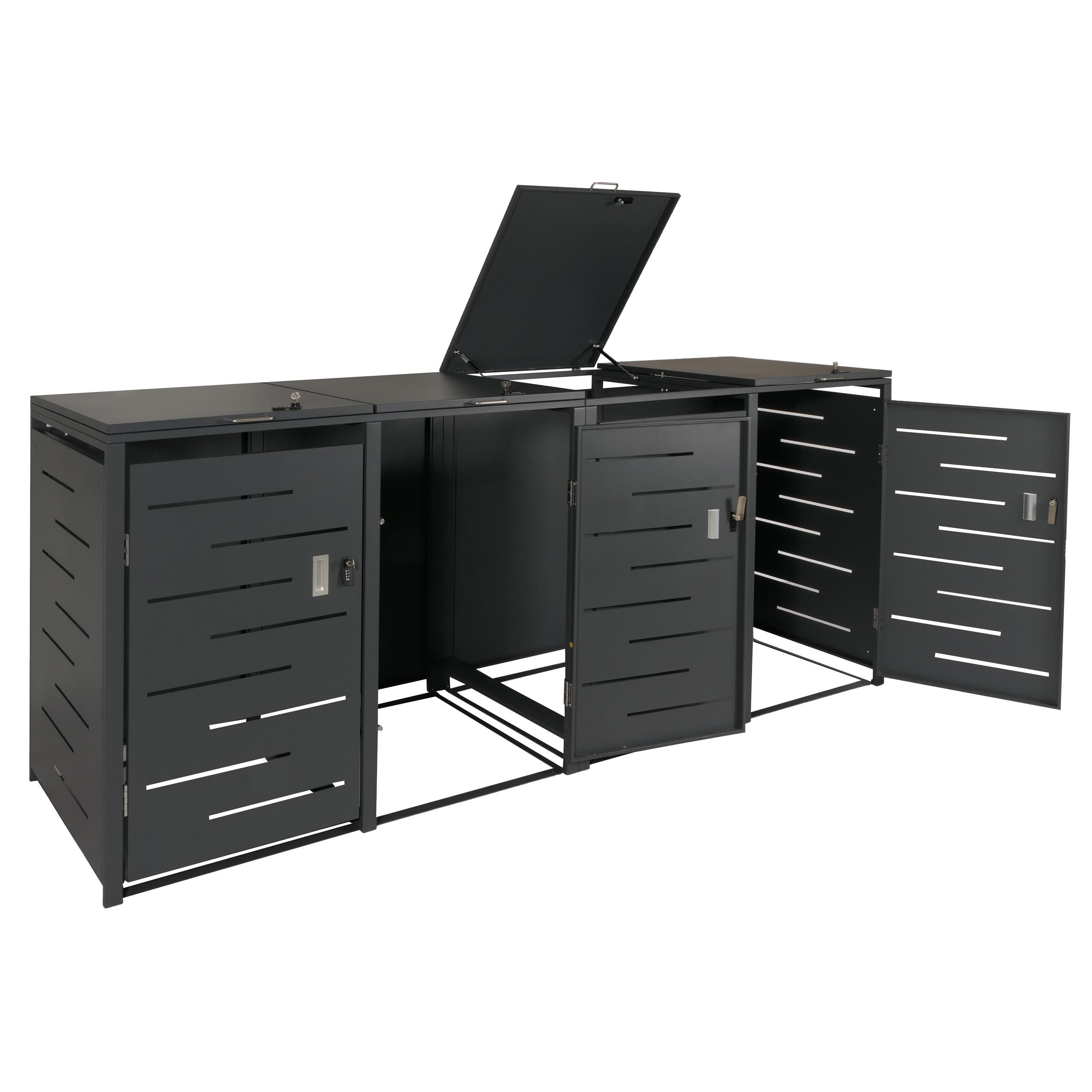 MCW Mülltrennsystem MCW-E83-4, Belüftungsschlitze, abschließbar, von oben zu öffnen