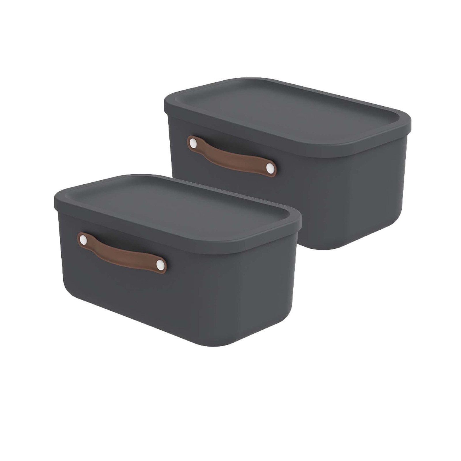 ROTHO Stapelbox 2er-Set Kiste mit Deckel Maloja 12l (Aufbewahrungsset, 2er-Set)