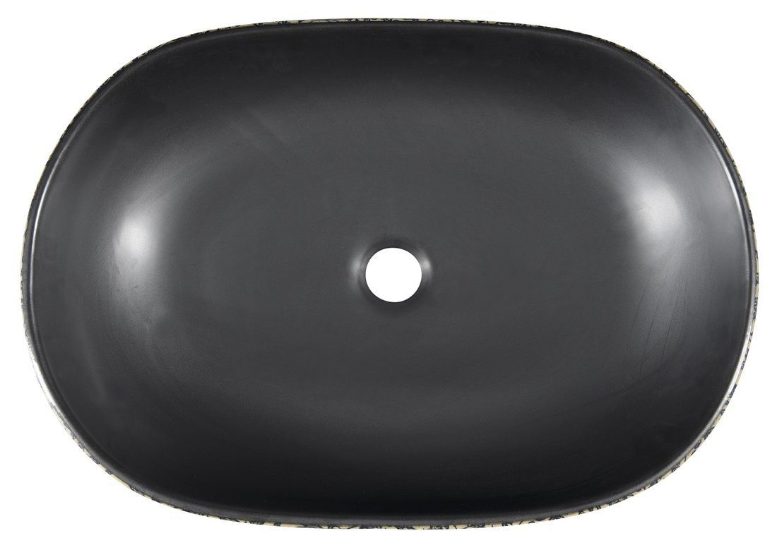 Sapho Waschtisch PRIORI Keramik-Waschtisch 60x40 cm, schwarz mit blau Muster, Sapho-PI026