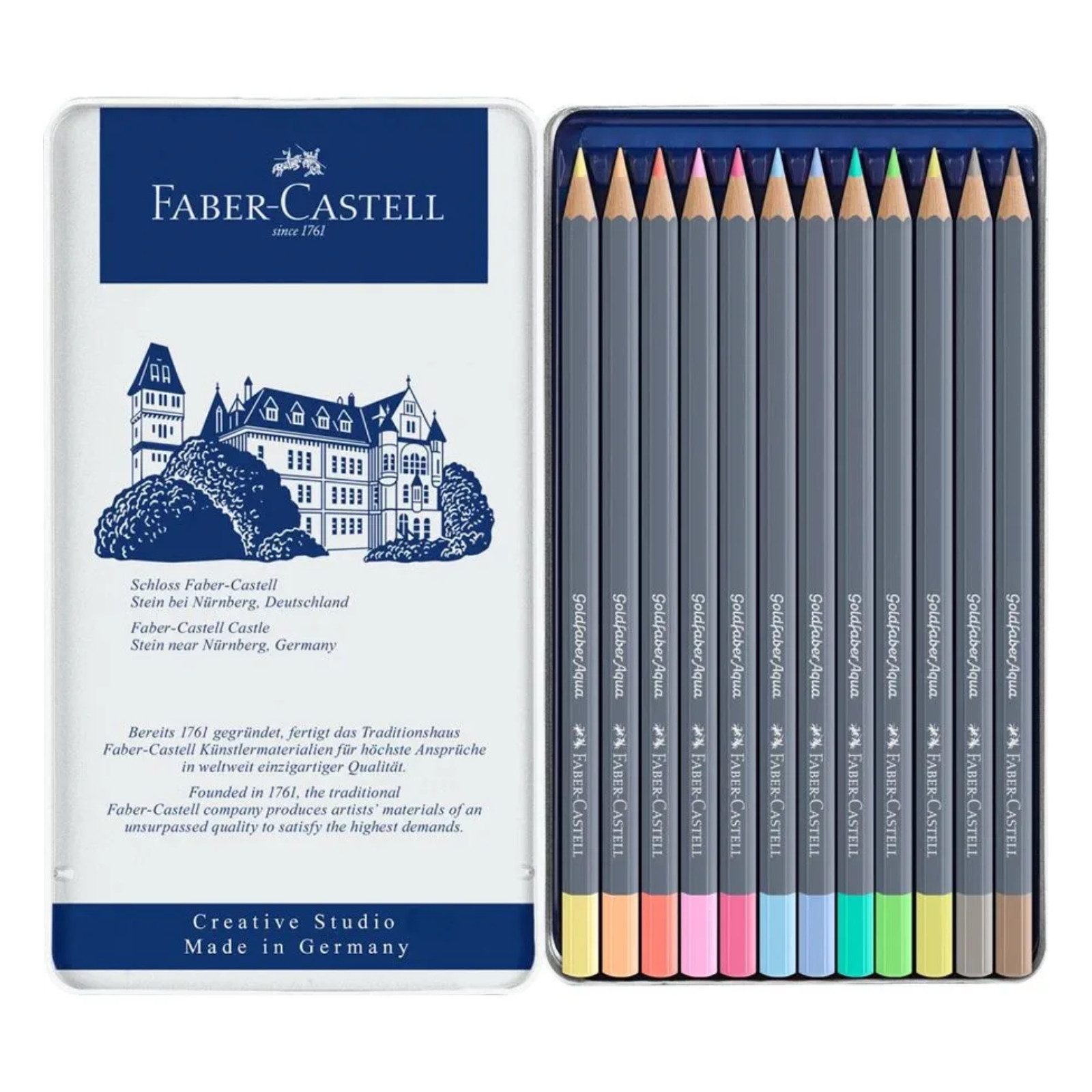 Faber-Castell Aquarellstifte Faber-Castell Goldfaber Aqua Aquarellfarbstift - 12er Metallet - Paste