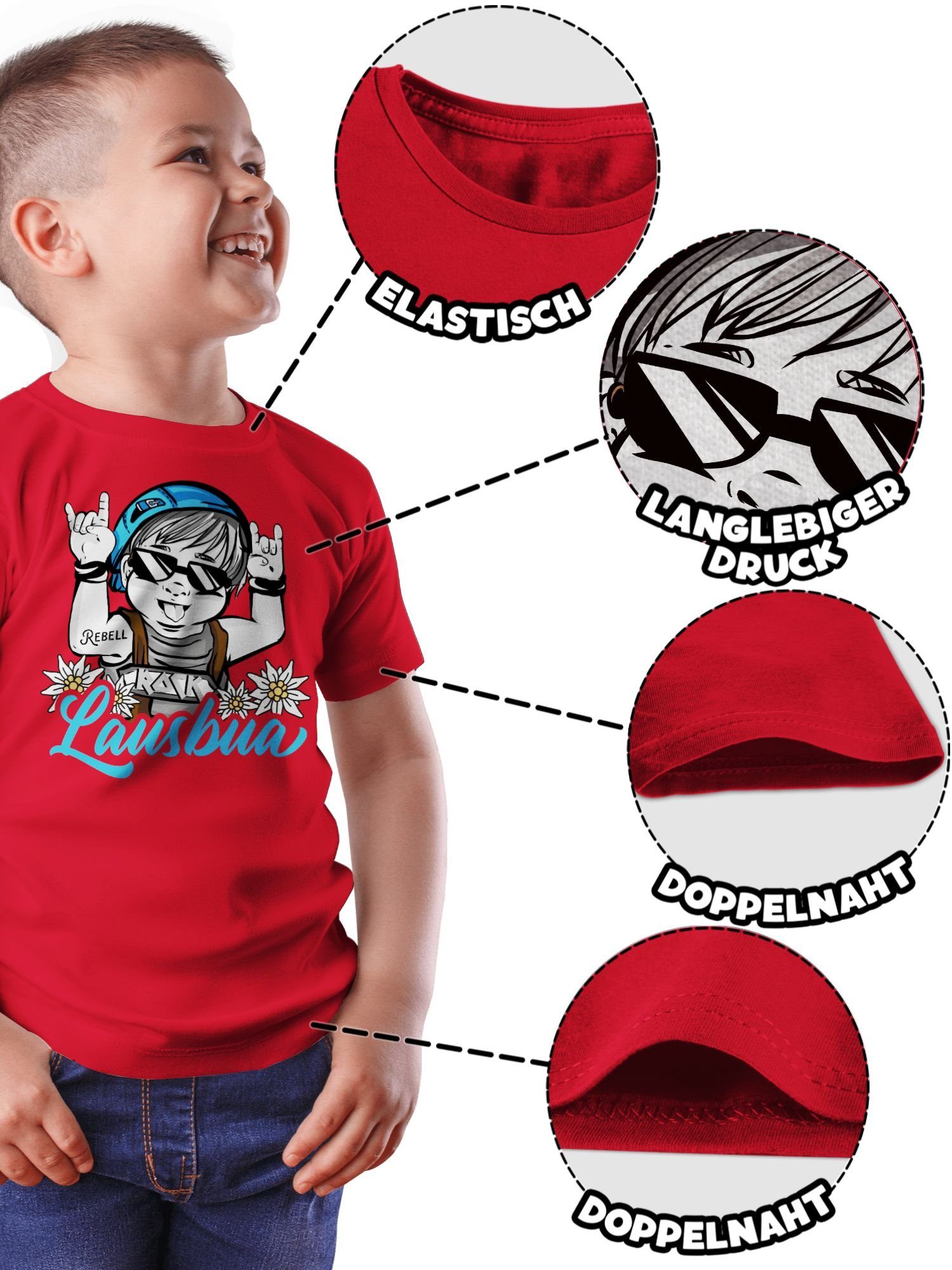 Shirtracer T-Shirt - blau Kinder Lausbua Outfit Rot 1 Mode für Oktoberfest
